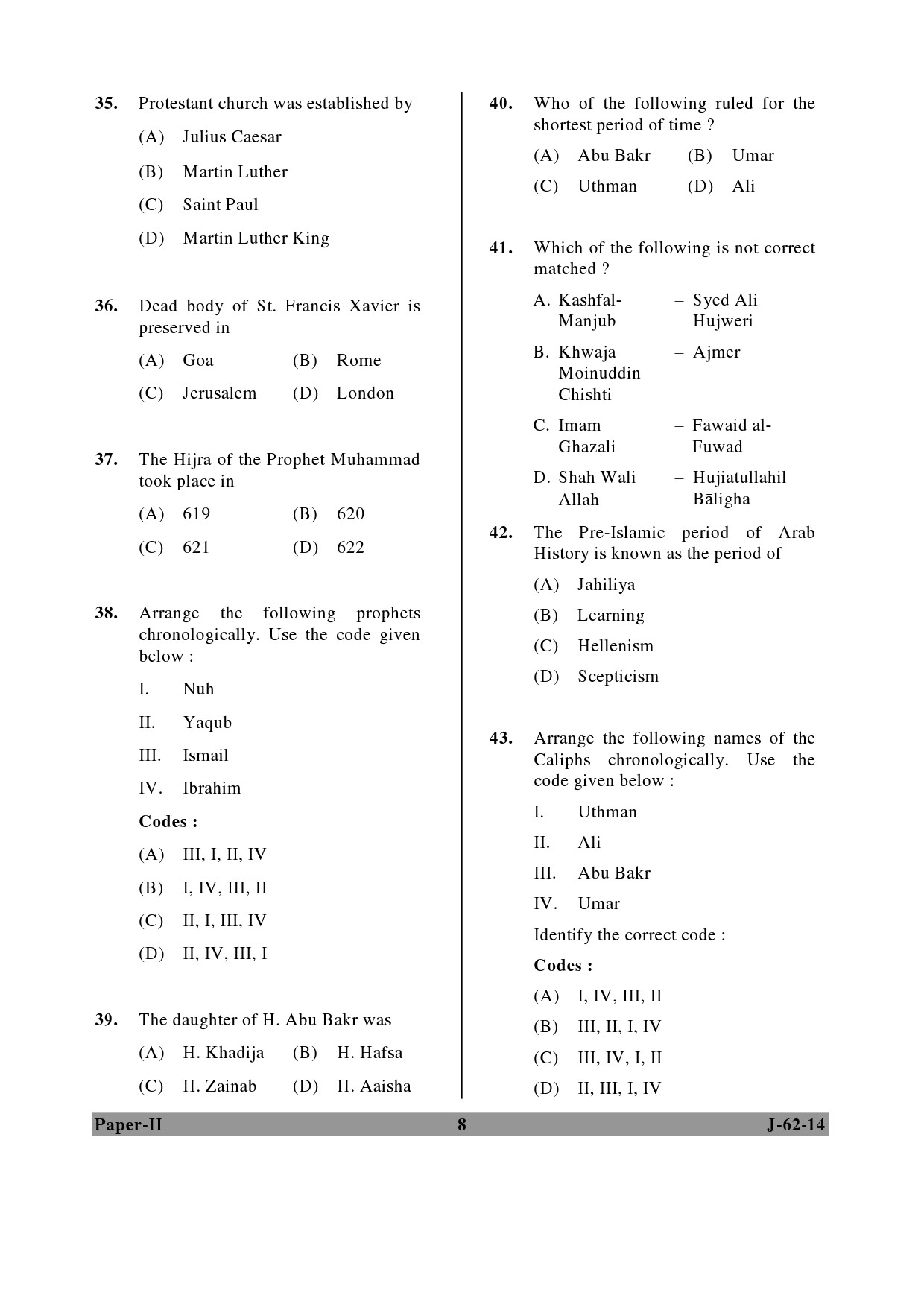 UGC NET Comparative Study of Religions Question Paper II June 2014 8