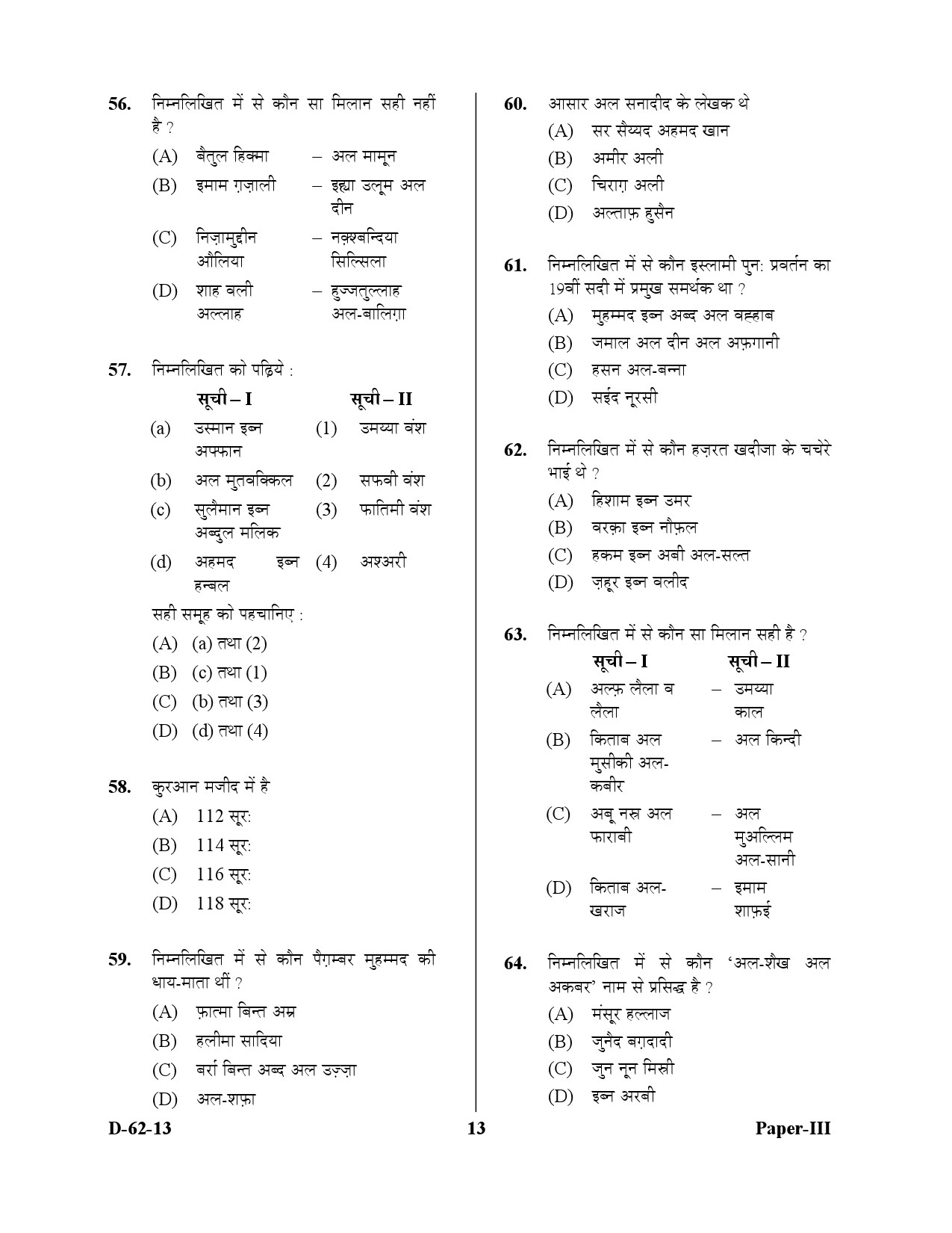 UGC NET Comparative Study of Religions Question Paper III December 2013 13