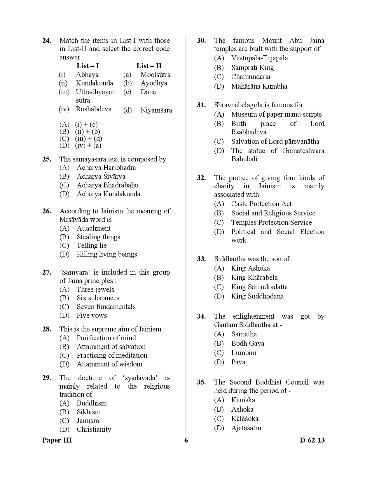 UGC NET Comparative Study of Religions Question Paper III December 2013 6