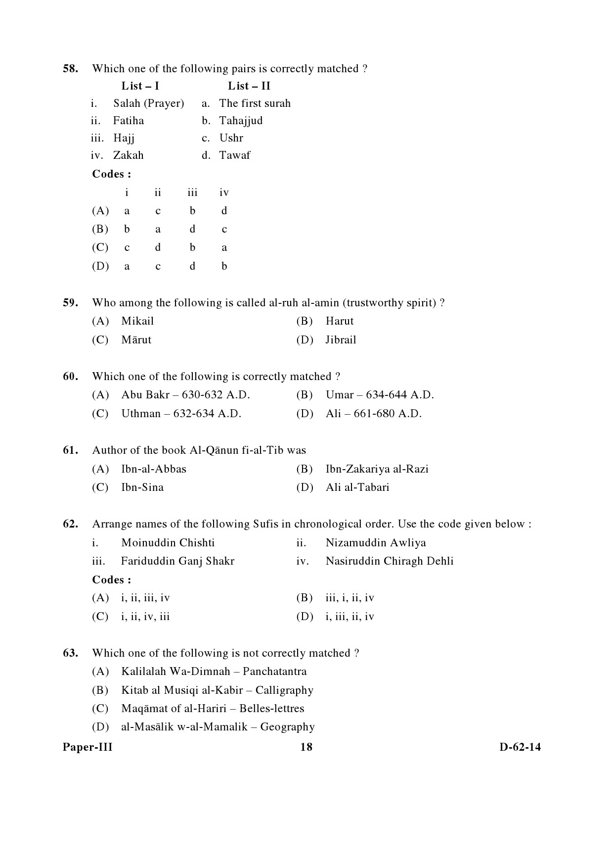 UGC NET Comparative Study of Religions Question Paper III December 2014 18