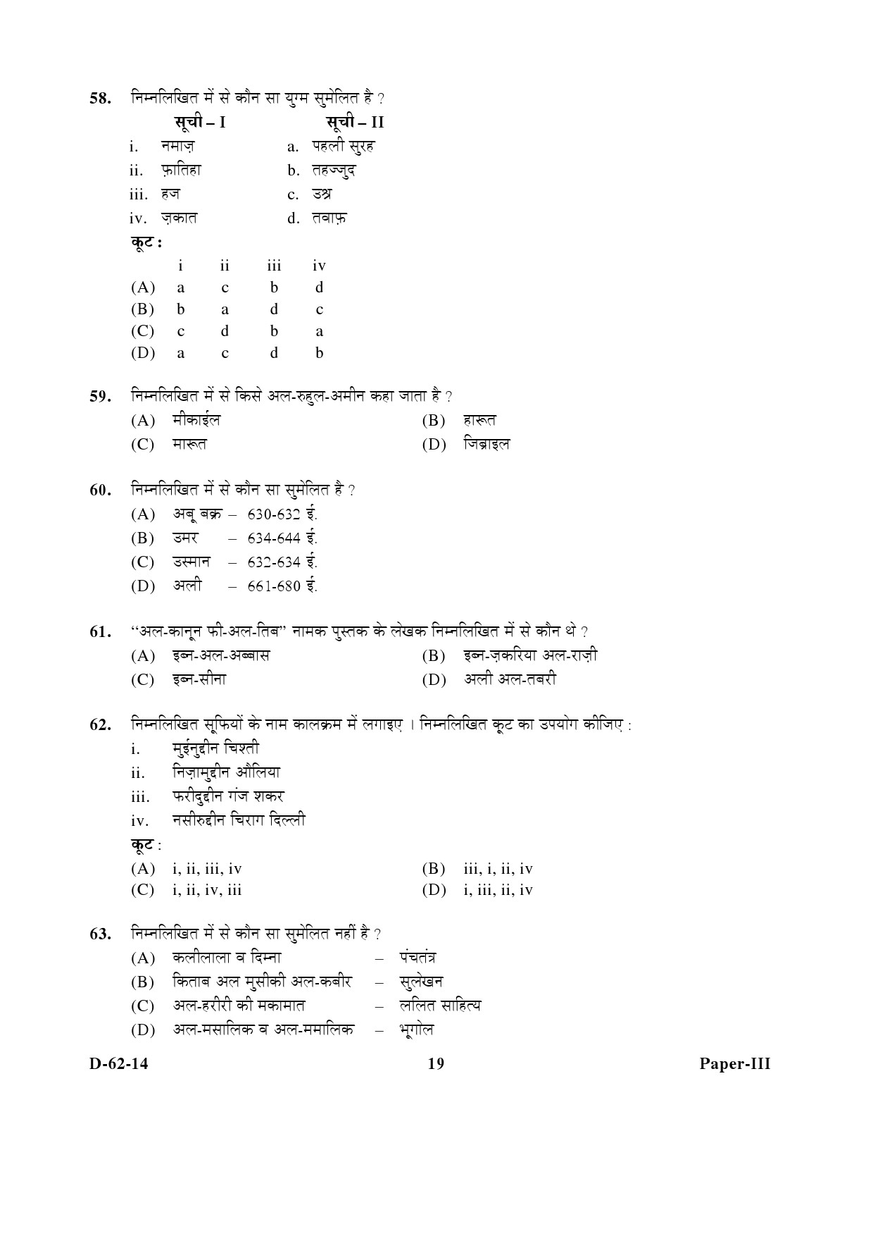 UGC NET Comparative Study of Religions Question Paper III December 2014 19