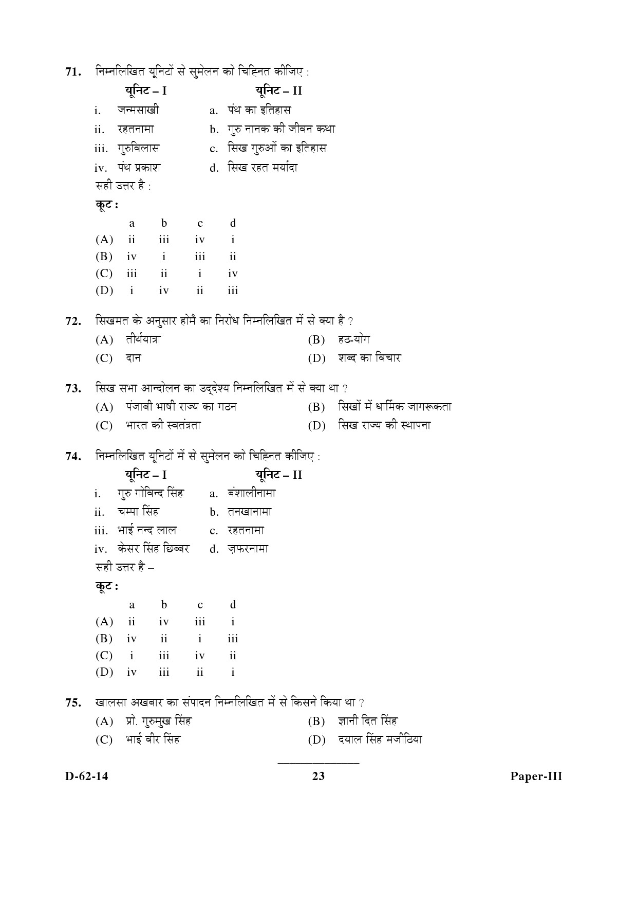 UGC NET Comparative Study of Religions Question Paper III December 2014 23