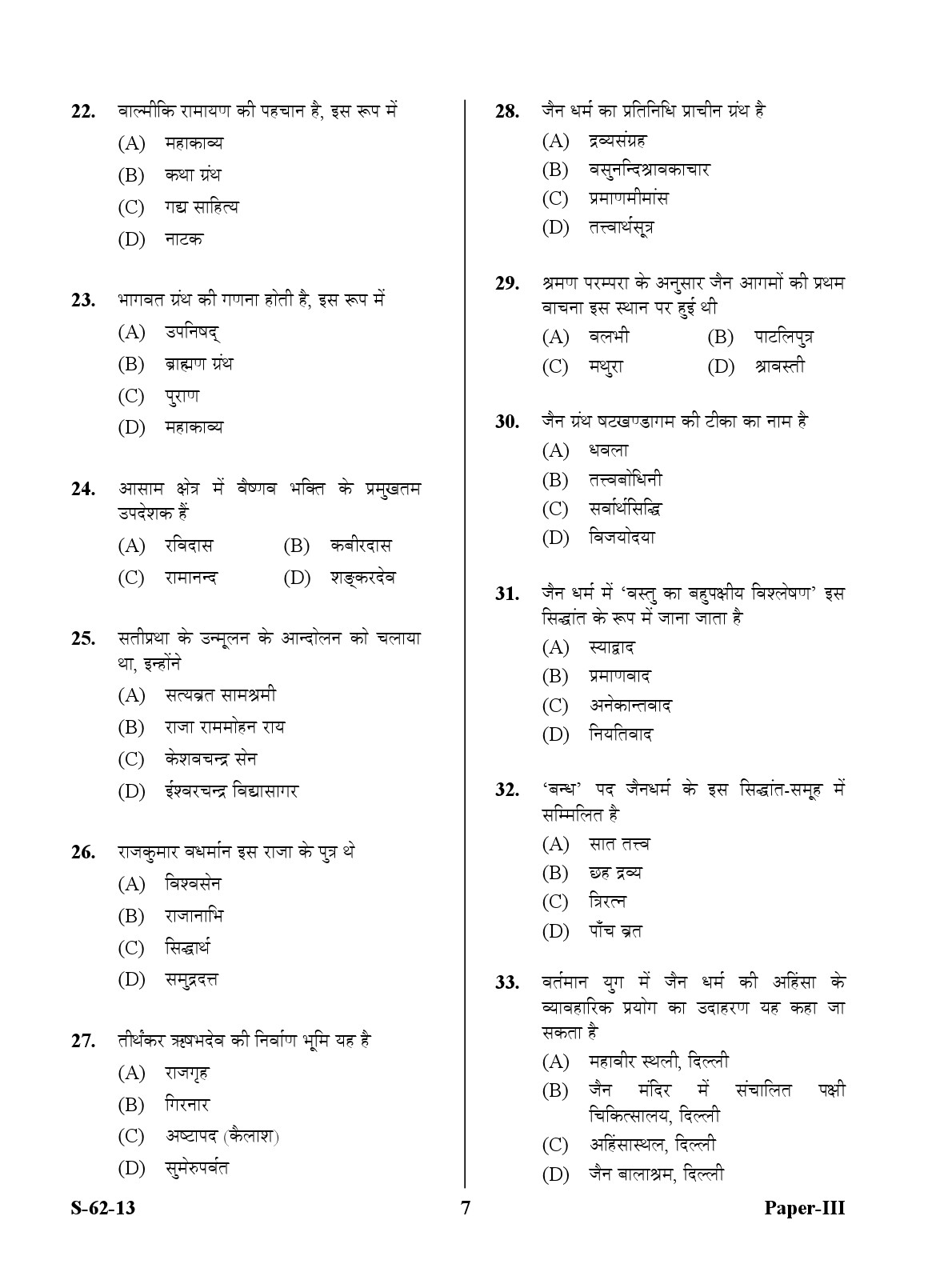 UGC NET Comparative Study of Religions Question Paper III Exam September 2013 7