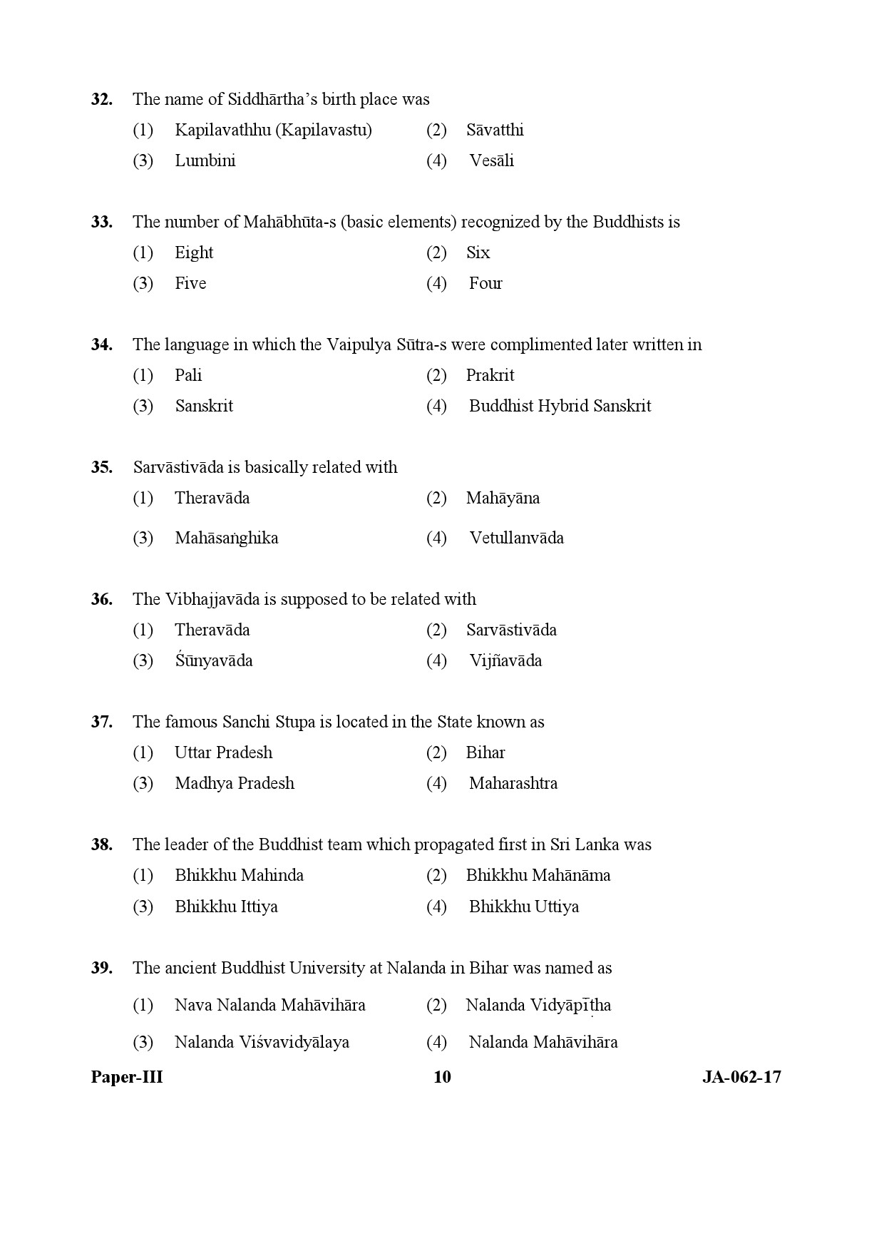 UGC NET Comparative Study of Religions Question Paper III January 2017 10