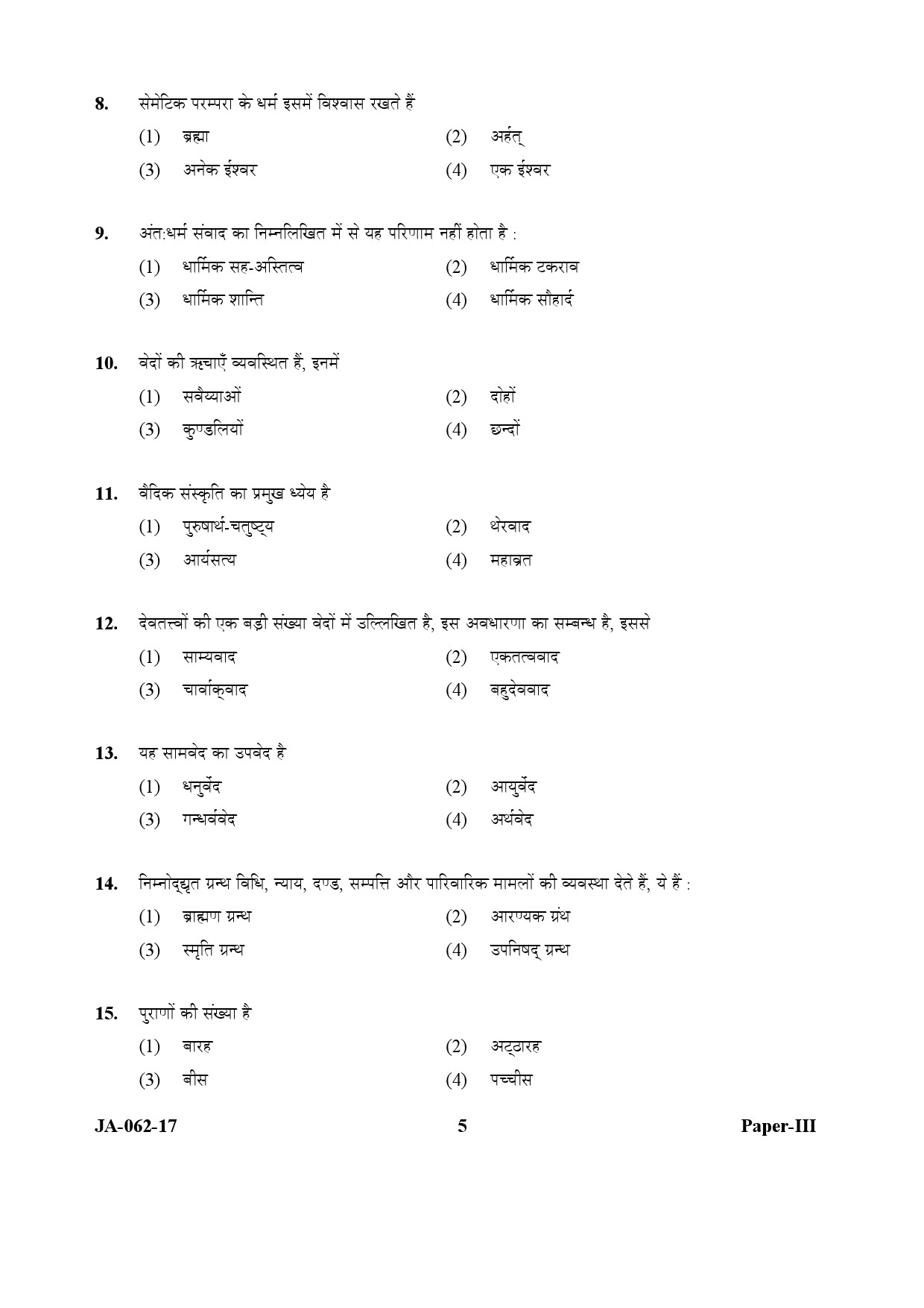 UGC NET Comparative Study of Religions Question Paper III January 2017 5