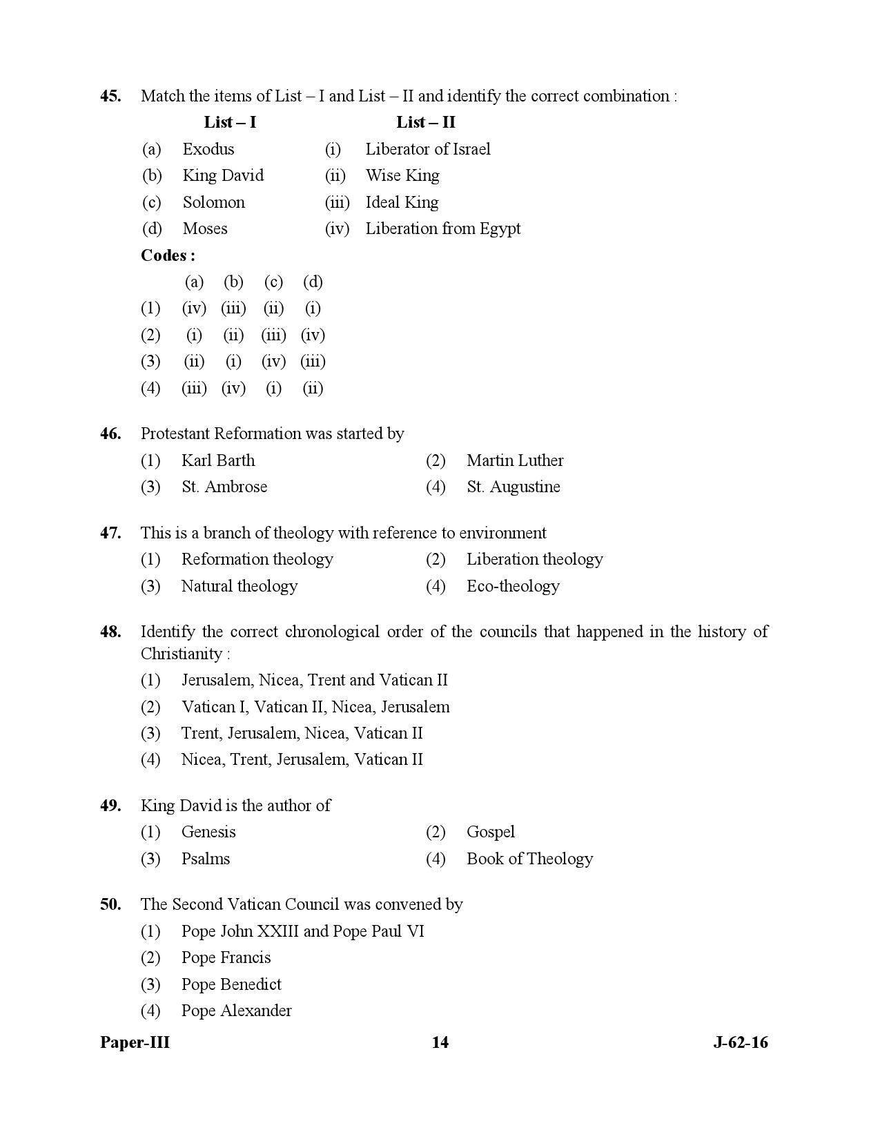 UGC NET Comparative Study of Religions Question Paper III July 2016 14