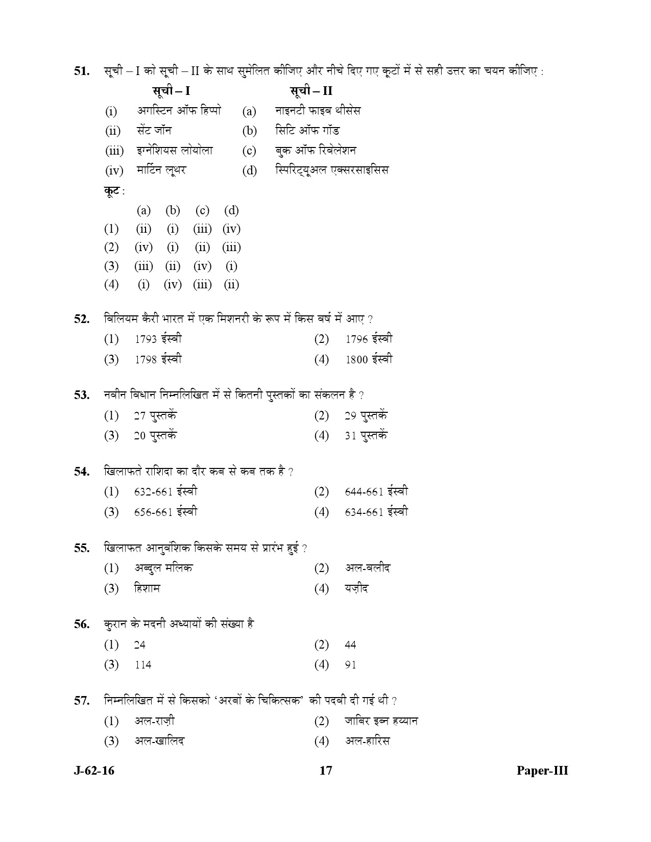 UGC NET Comparative Study of Religions Question Paper III July 2016 17