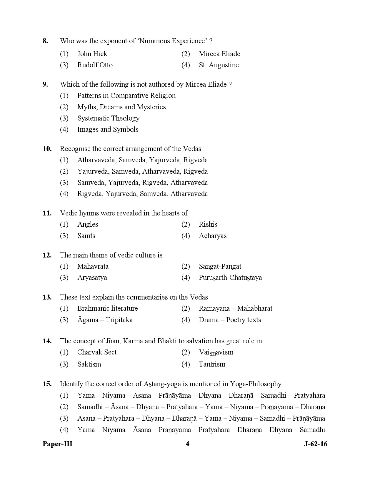 UGC NET Comparative Study of Religions Question Paper III July 2016 4