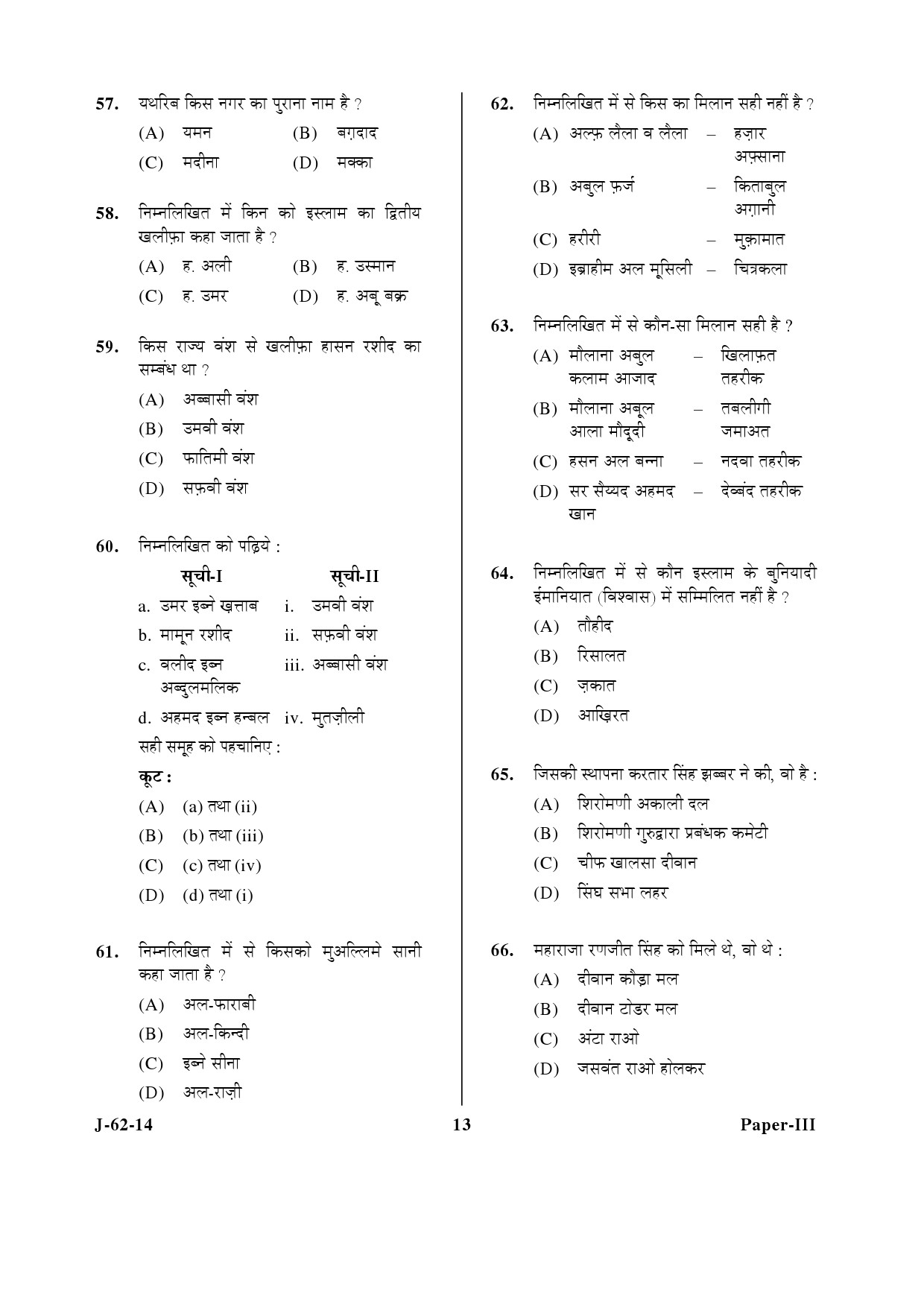 UGC NET Comparative Study of Religions Question Paper III June 2014 13