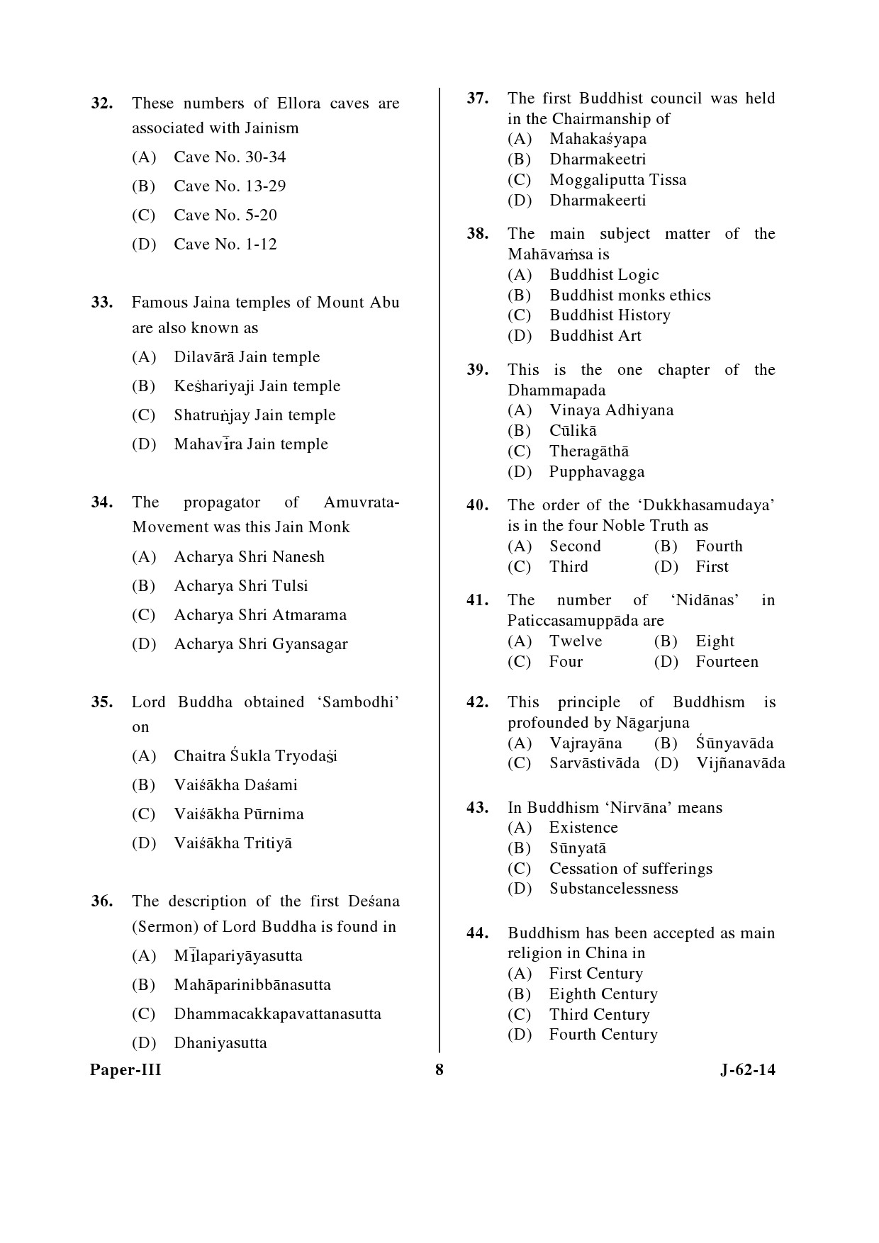 UGC NET Comparative Study of Religions Question Paper III June 2014 8