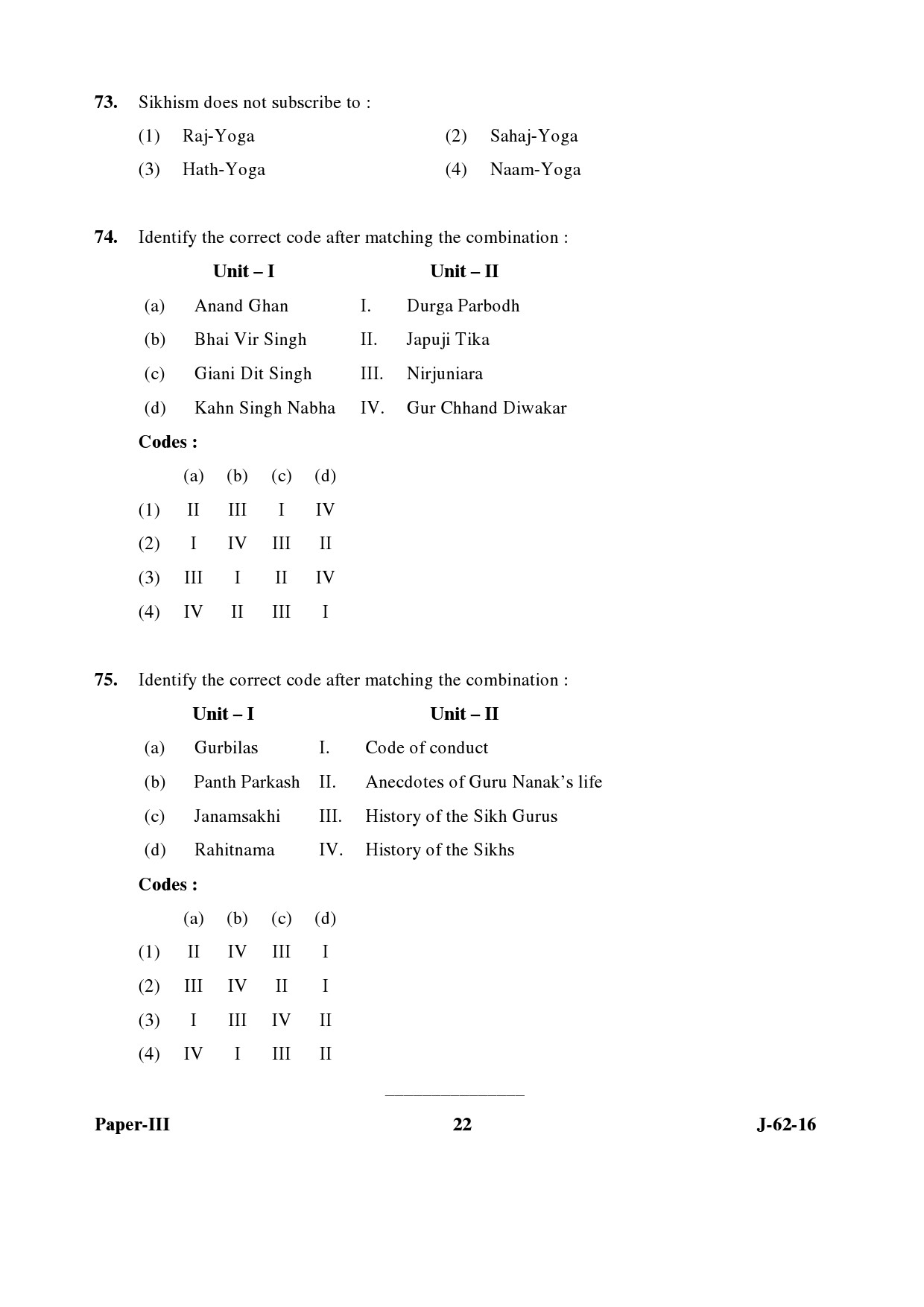 UGC NET Comparative Study of Religions Question Paper III Set 2 July 2016 22