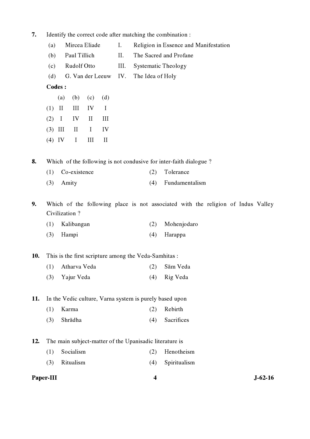 UGC NET Comparative Study of Religions Question Paper III Set 2 July 2016 4