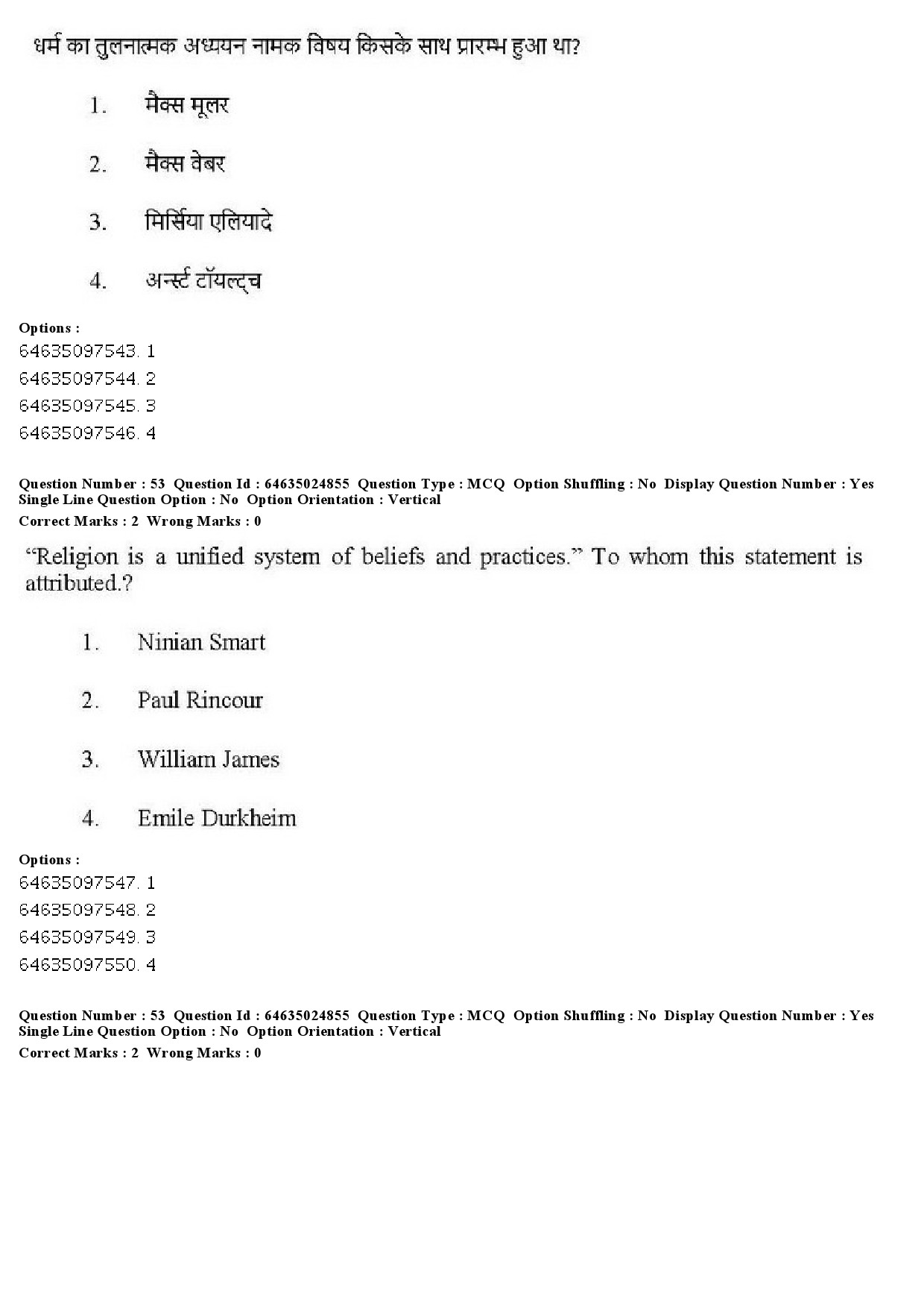 UGC NET Comparative Study of Religions Question Paper June 2019 42