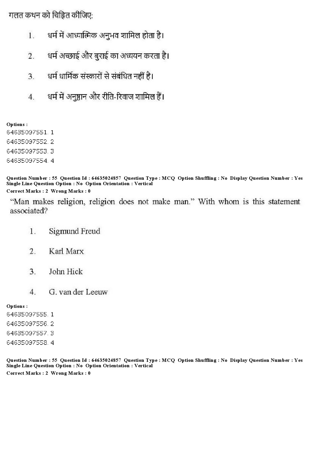 UGC NET Comparative Study of Religions Question Paper June 2019 44