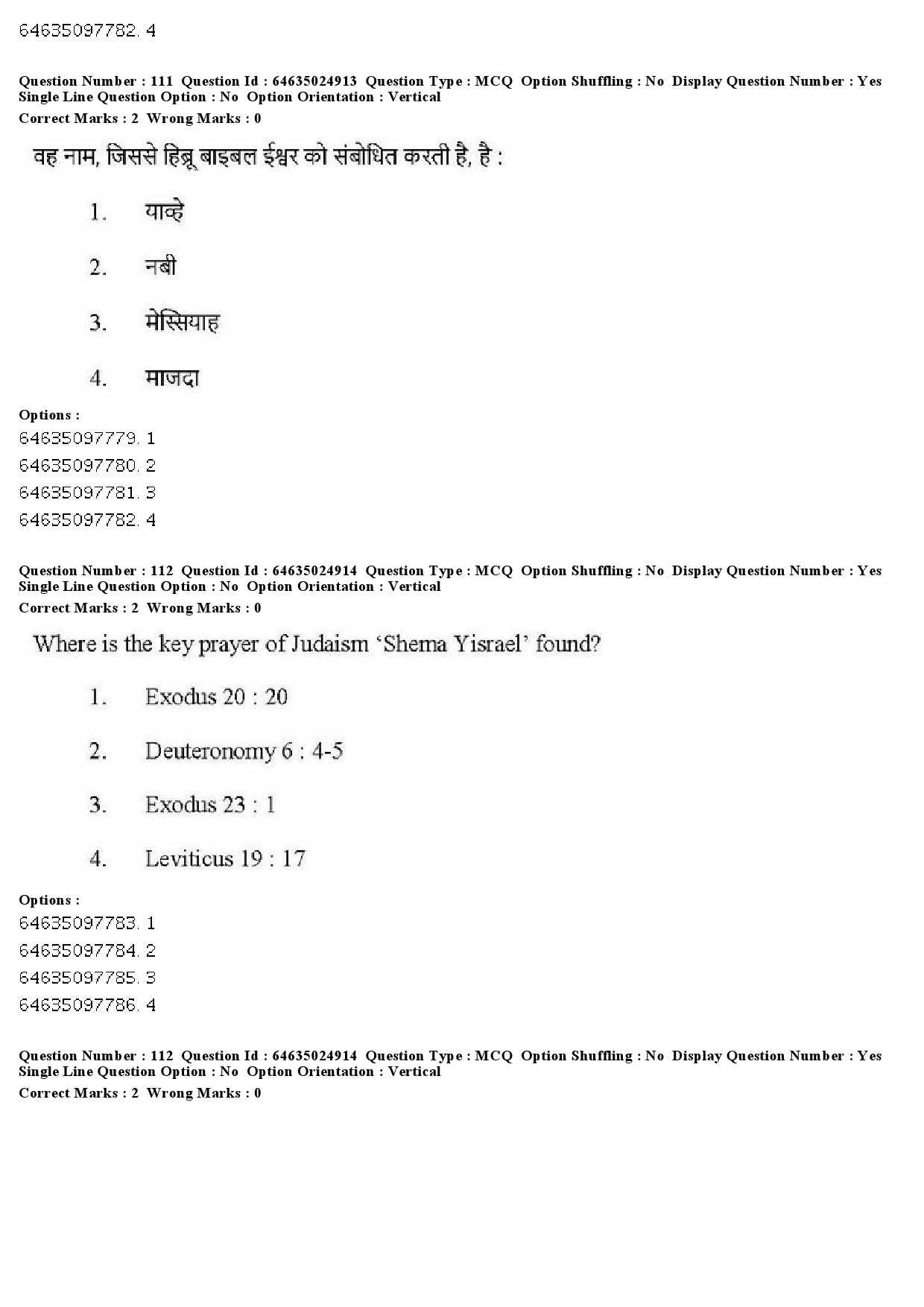 UGC NET Comparative Study of Religions Question Paper June 2019 94