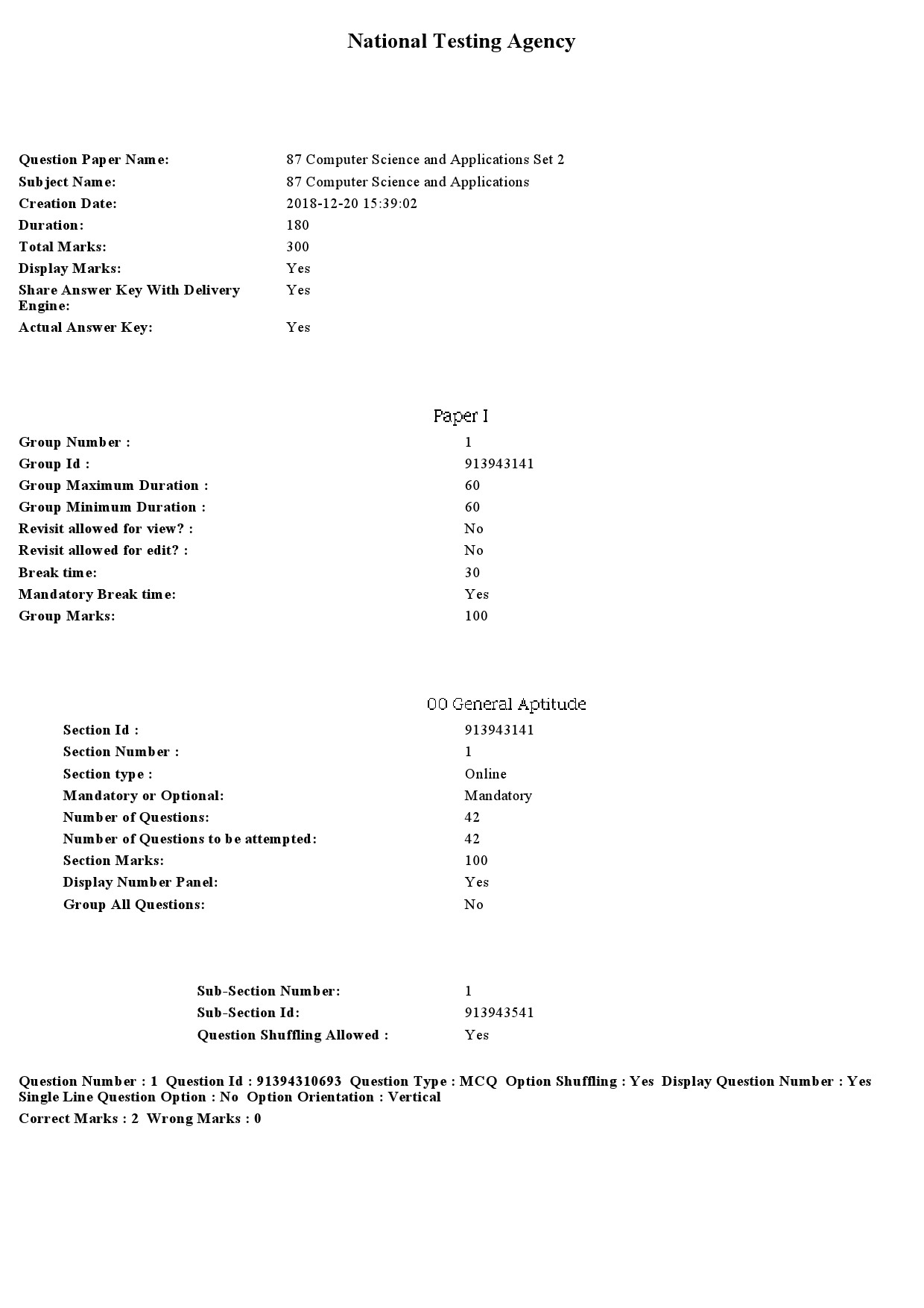 UGC NET Computer Science and Applications Question Paper December 2018 1