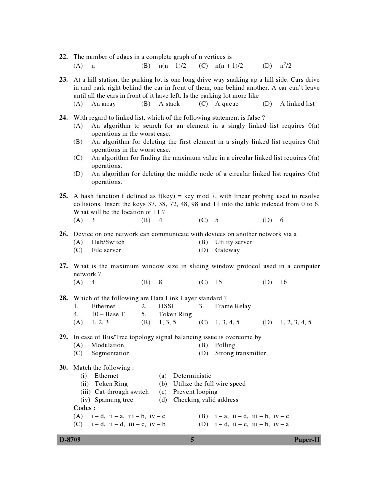 UGC NET Computer Science and Applications Question Paper II December 2009 5