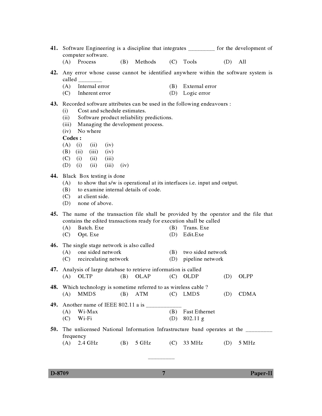 UGC NET Computer Science and Applications Question Paper II December 2009 7