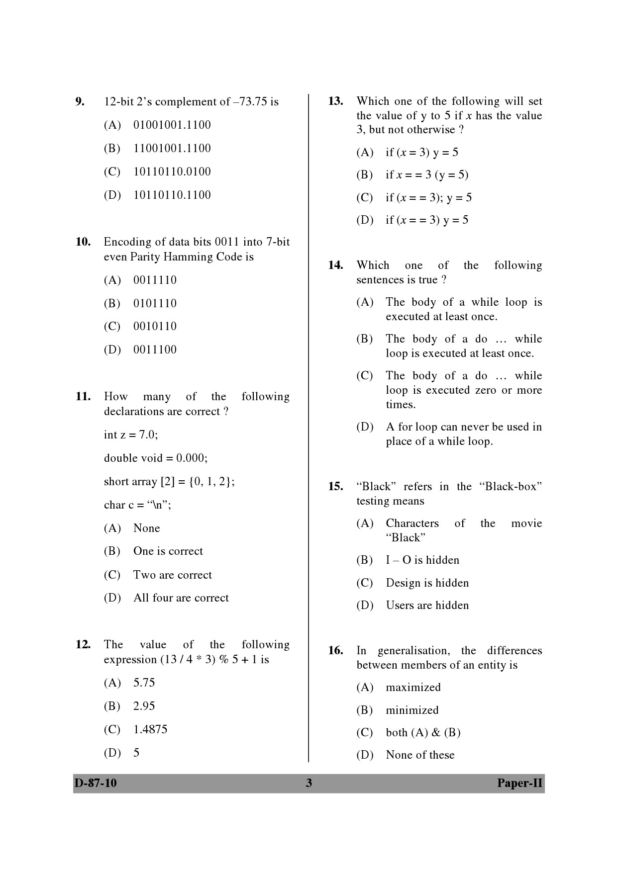 UGC NET Computer Science and Applications Question Paper II December 2010 3