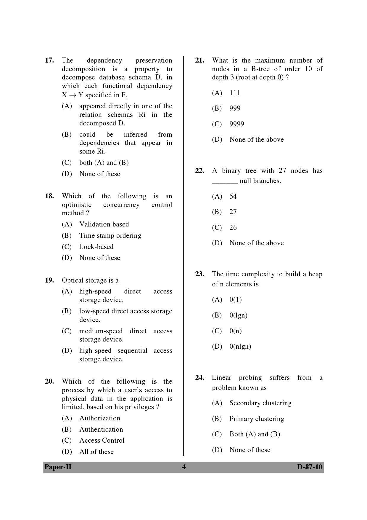 UGC NET Computer Science and Applications Question Paper II December 2010 4