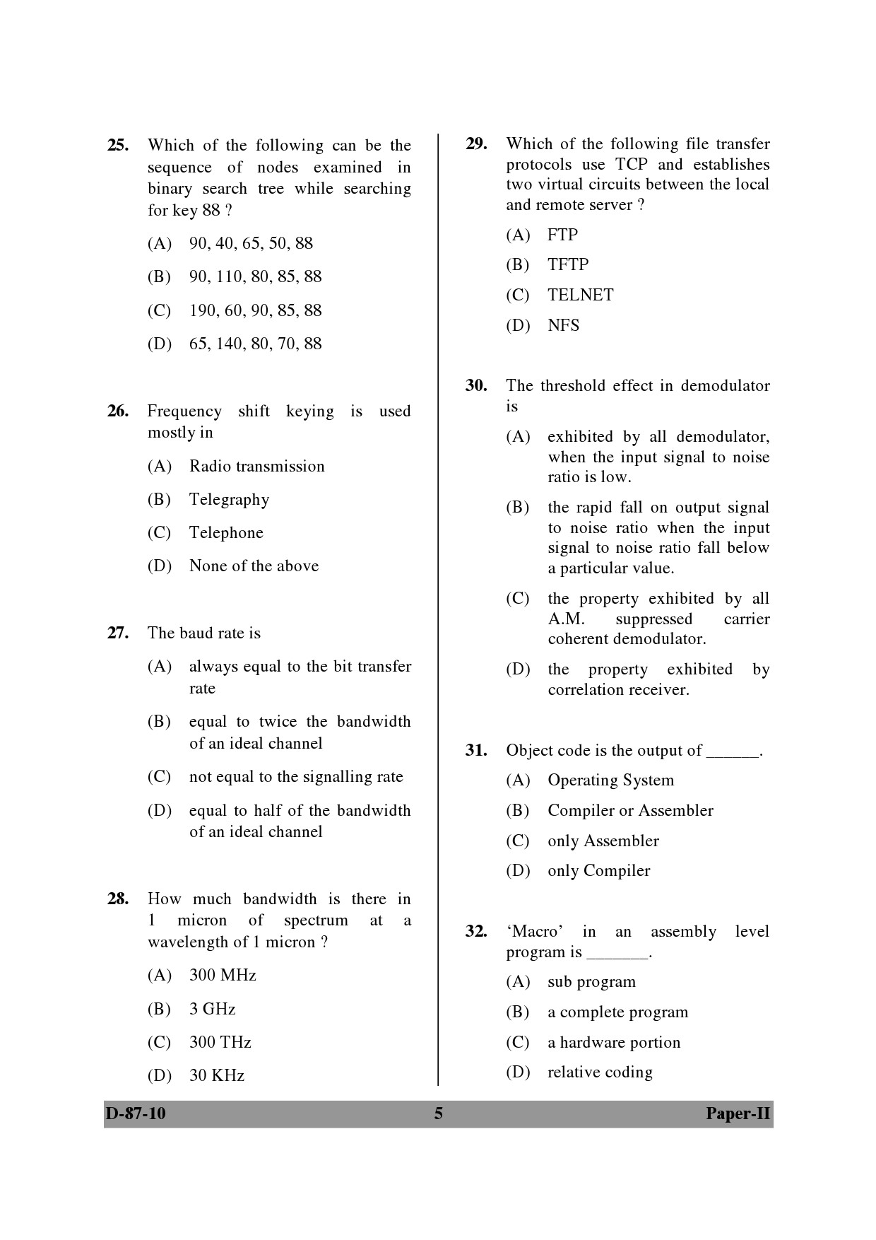 UGC NET Computer Science and Applications Question Paper II December 2010 5