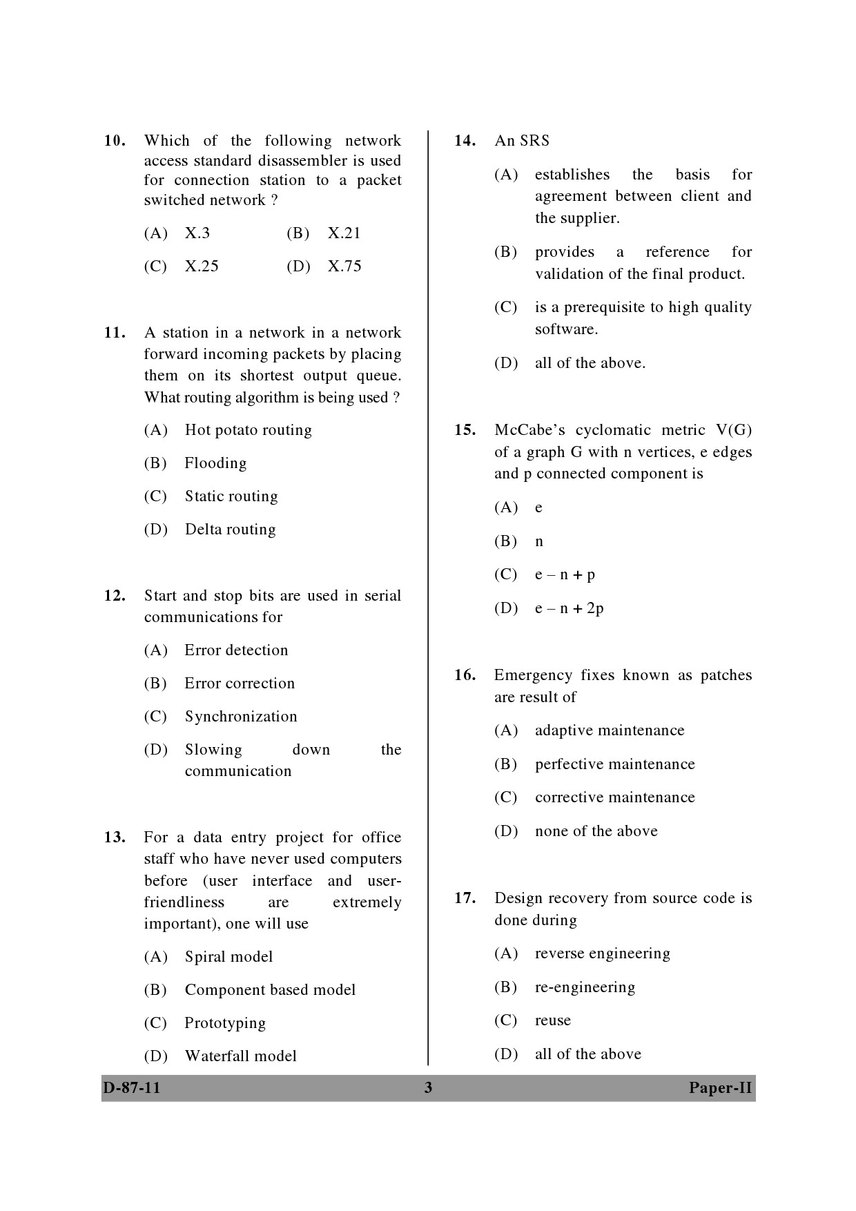 UGC NET Computer Science and Applications Question Paper II December 2011 3