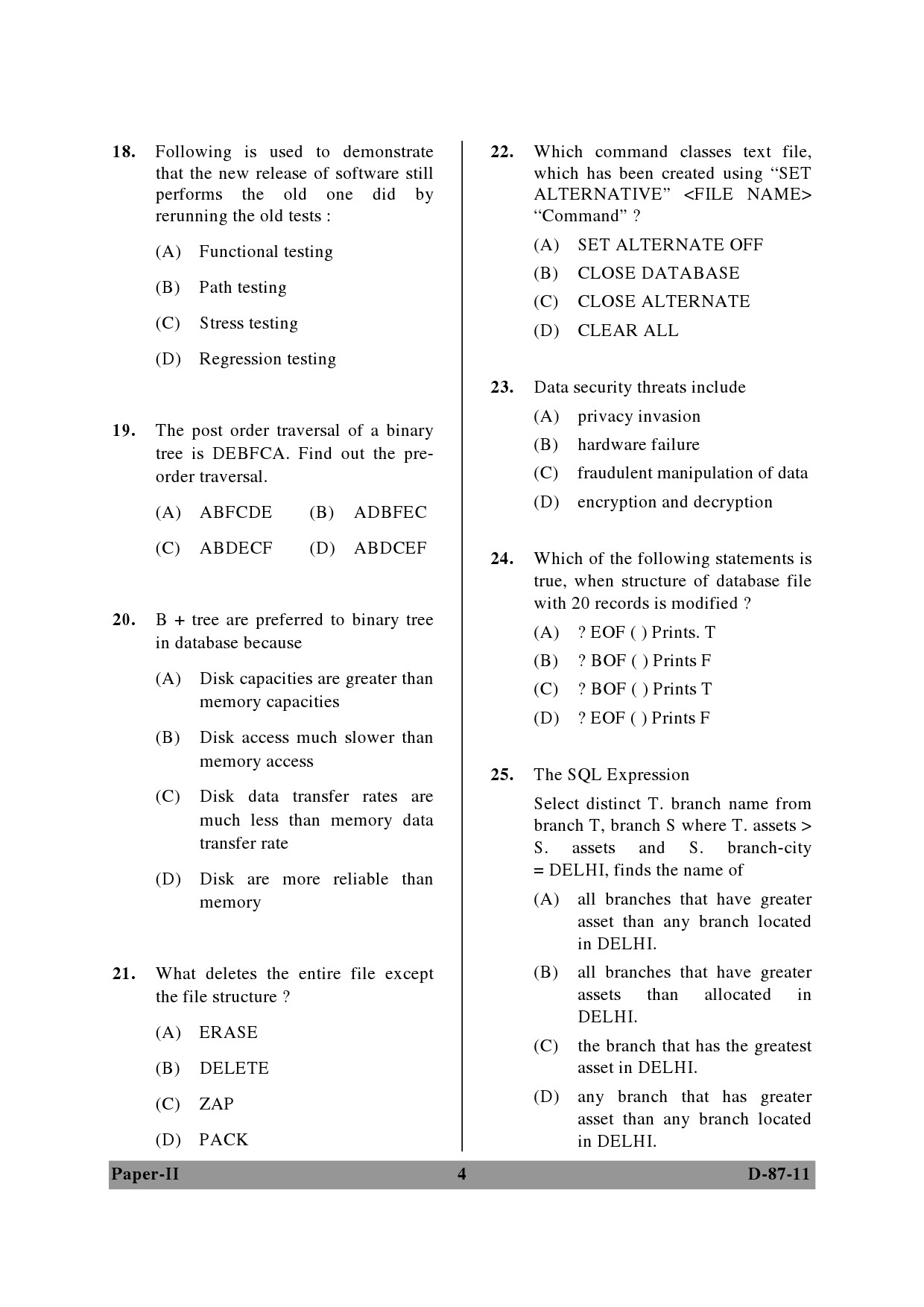 UGC NET Computer Science and Applications Question Paper II December 2011 4