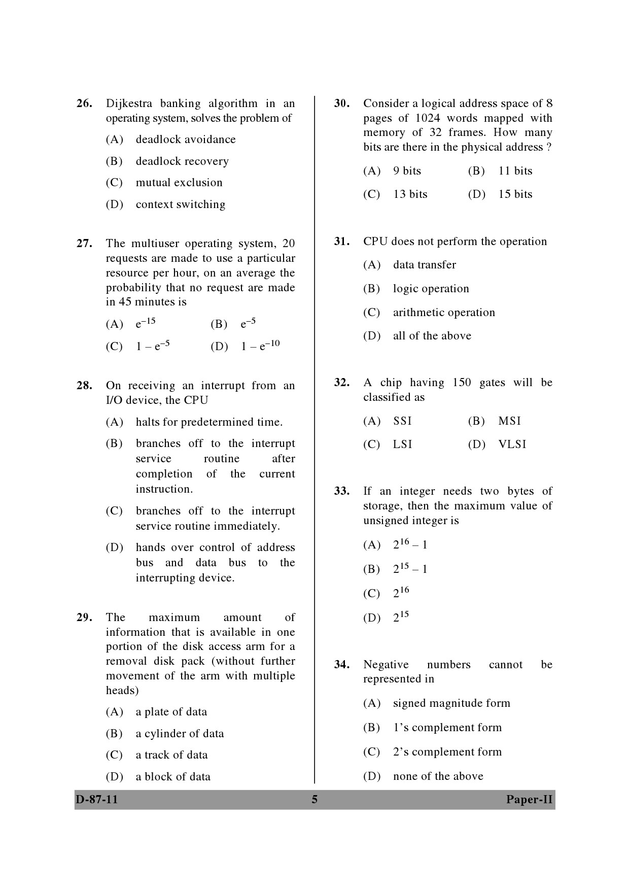 UGC NET Computer Science and Applications Question Paper II December 2011 5