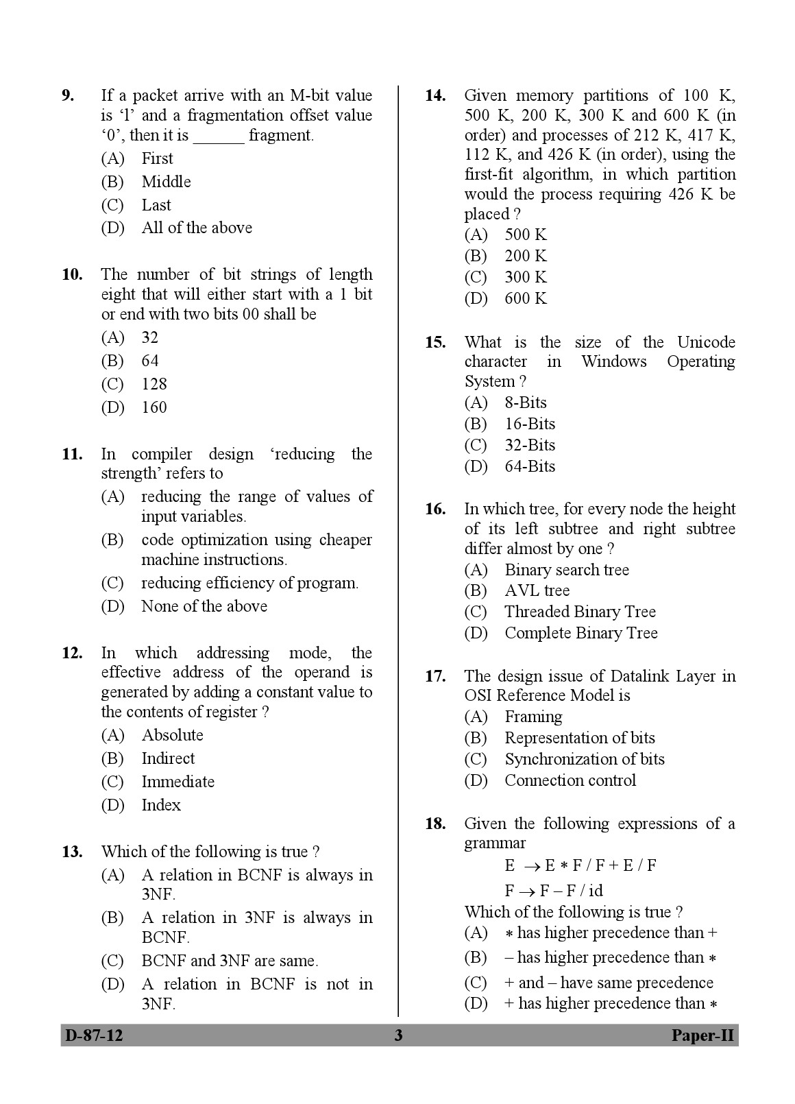 UGC NET Computer Science and Applications Question Paper II December 2012 3