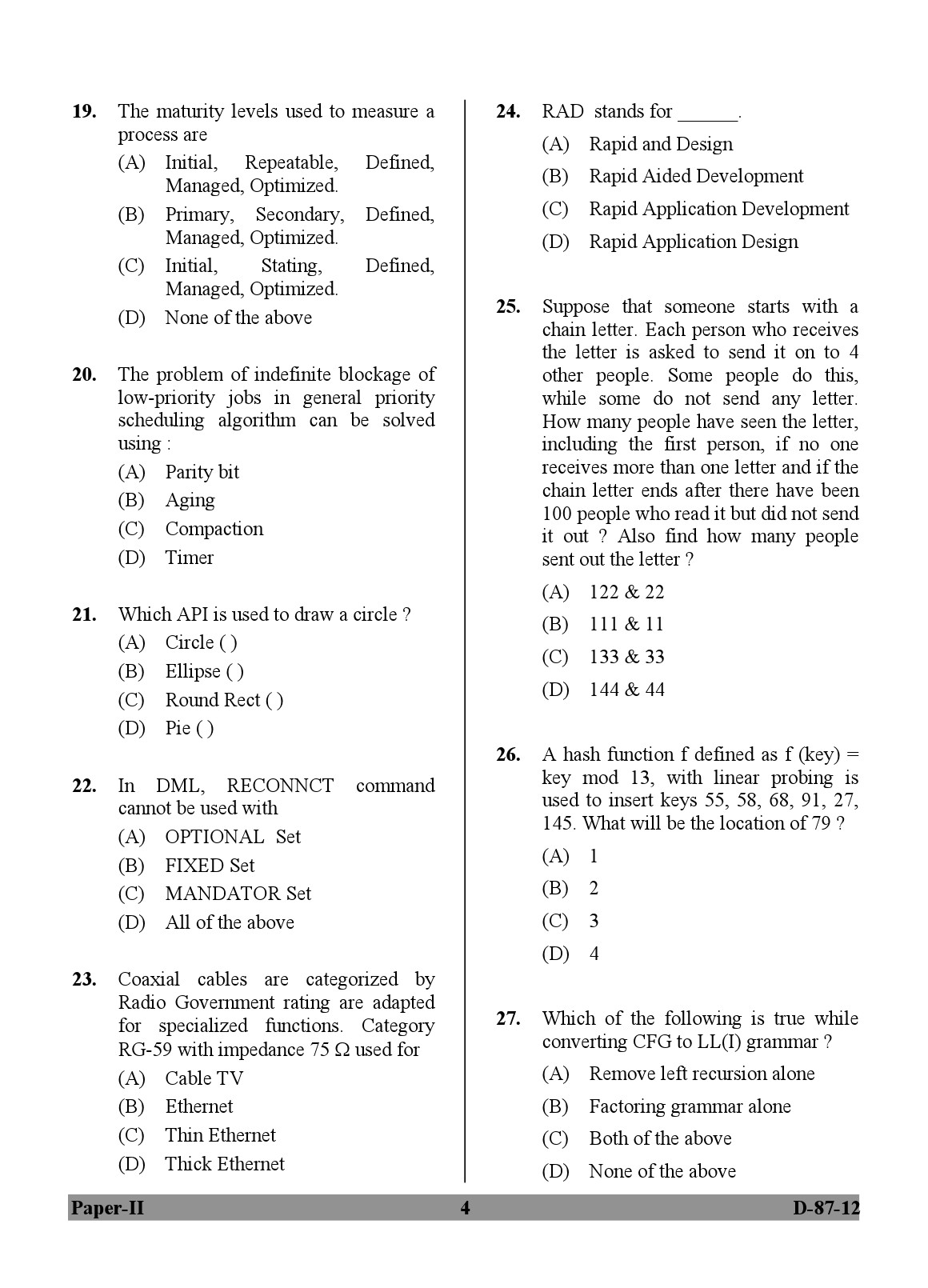 UGC NET Computer Science and Applications Question Paper II December 2012 4