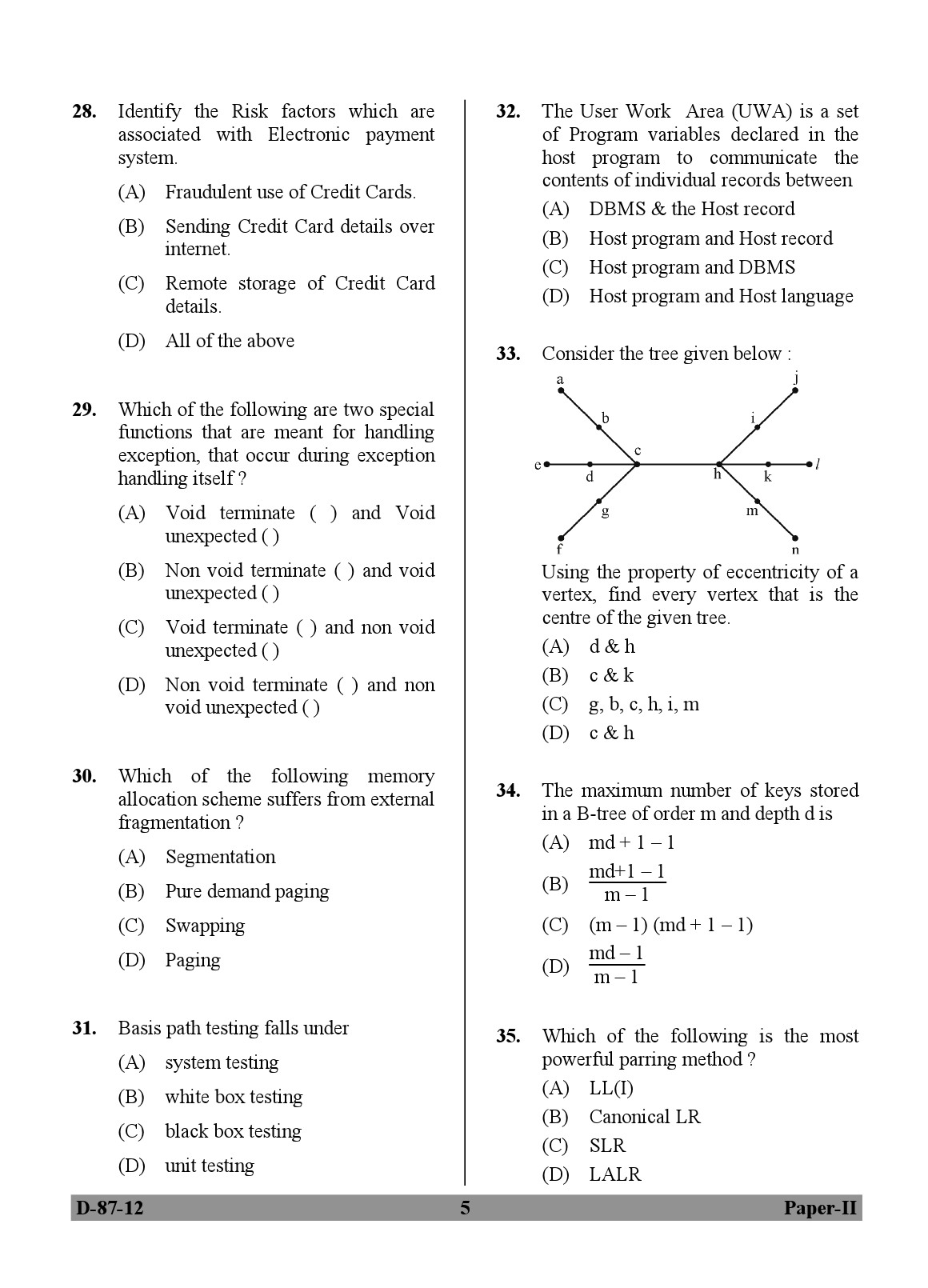 UGC NET Computer Science and Applications Question Paper II December 2012 5