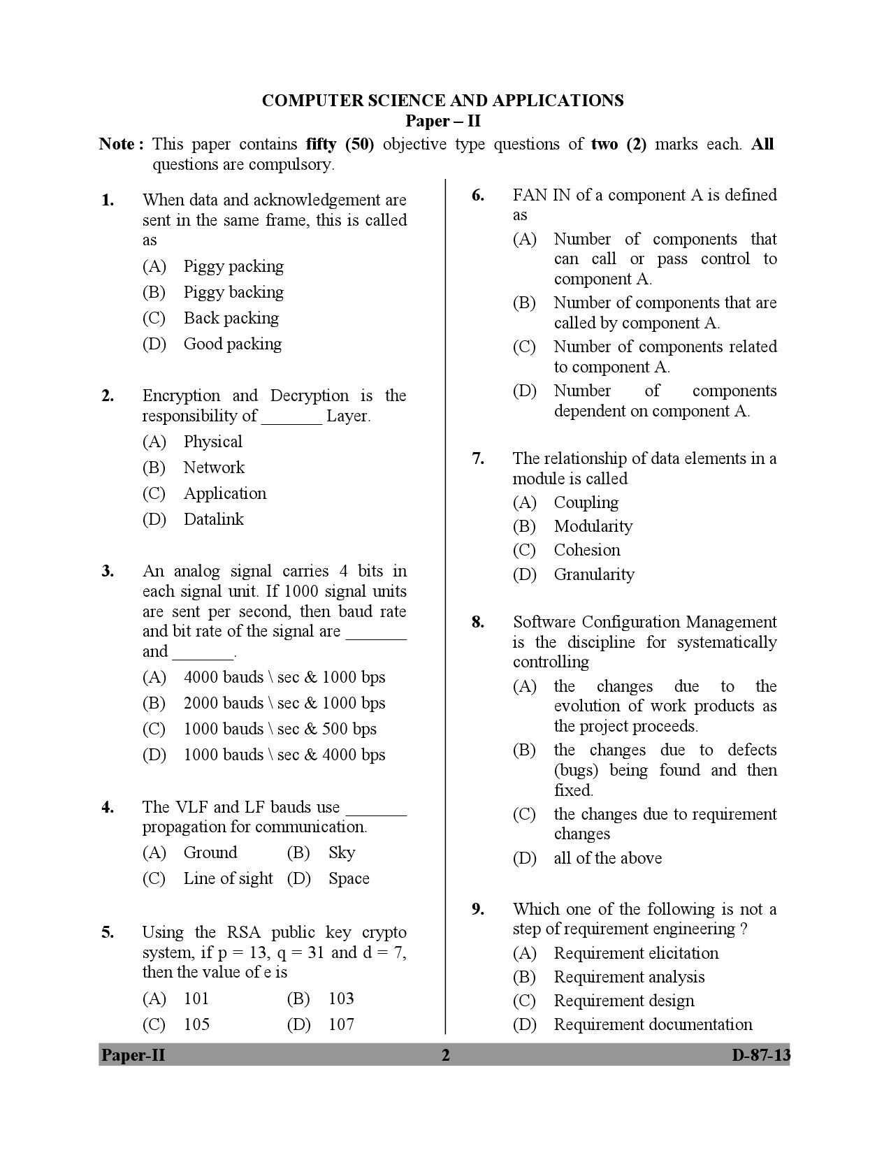 UGC NET Computer Science and Applications Question Paper II December 2013 2