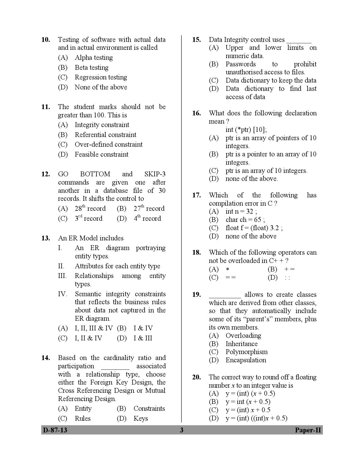 UGC NET Computer Science and Applications Question Paper II December 2013 3