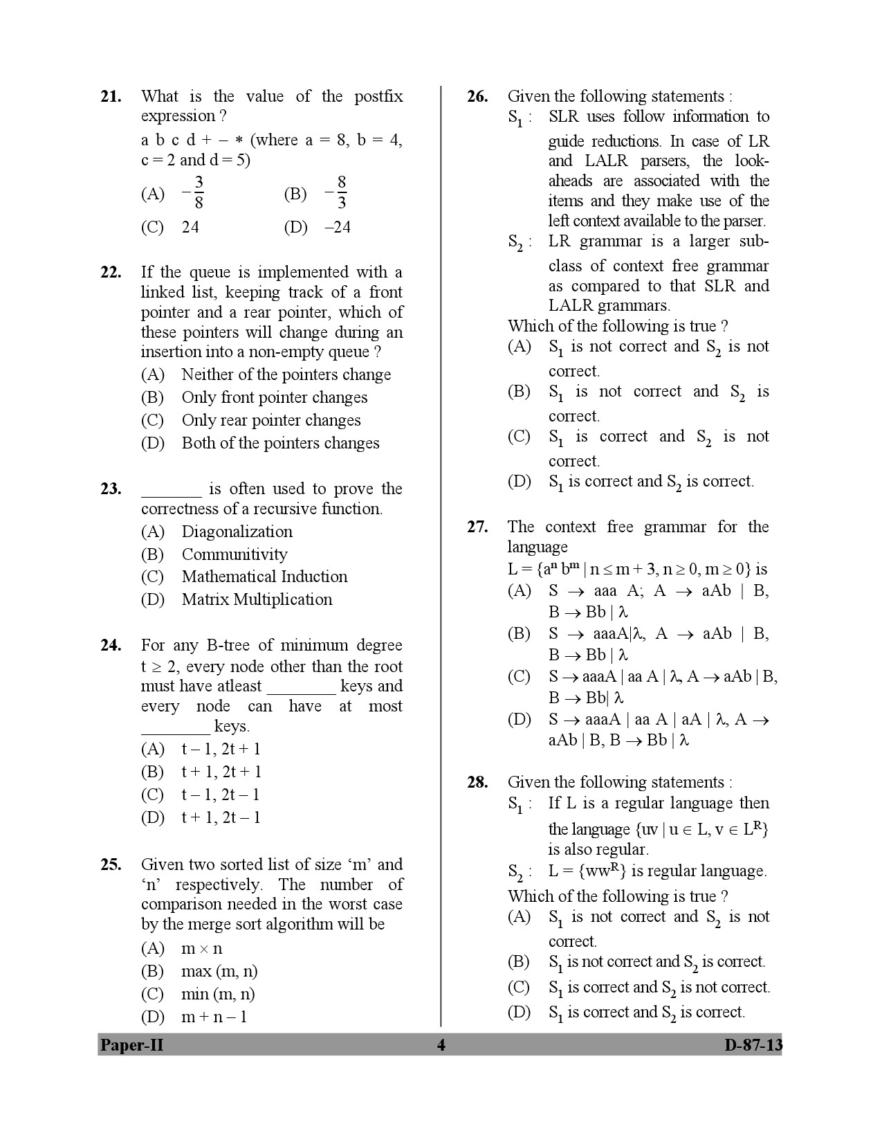 UGC NET Computer Science and Applications Question Paper II December 2013 4