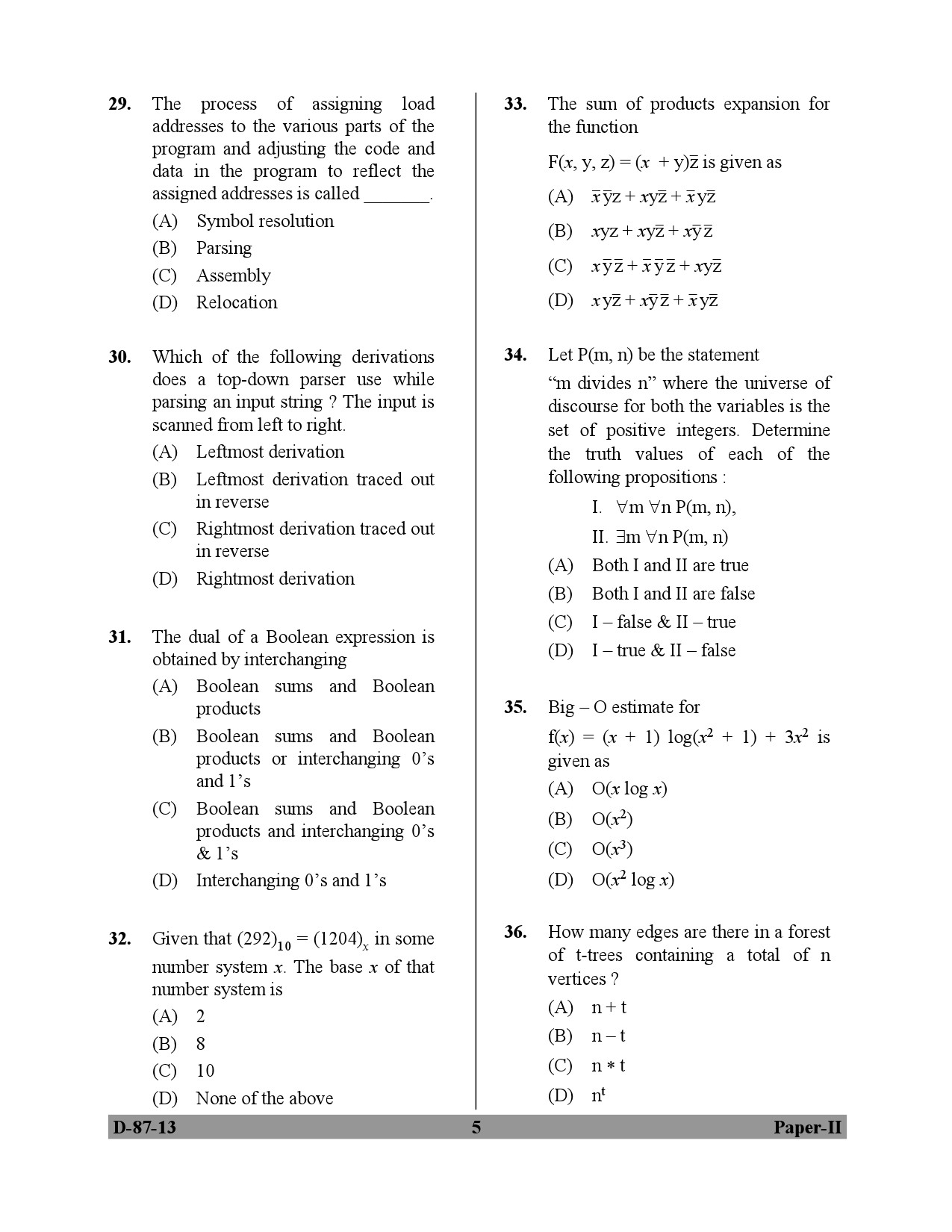 UGC NET Computer Science and Applications Question Paper II December 2013 5