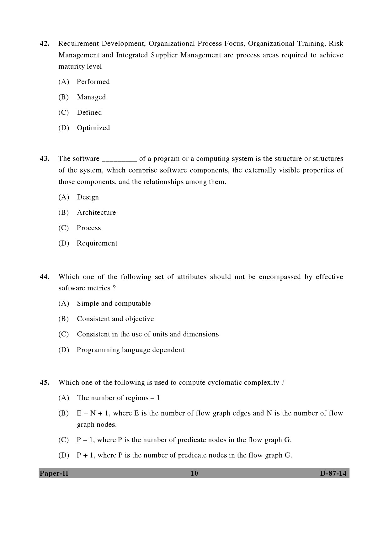 UGC NET Computer Science and Applications Question Paper II December 2014 10