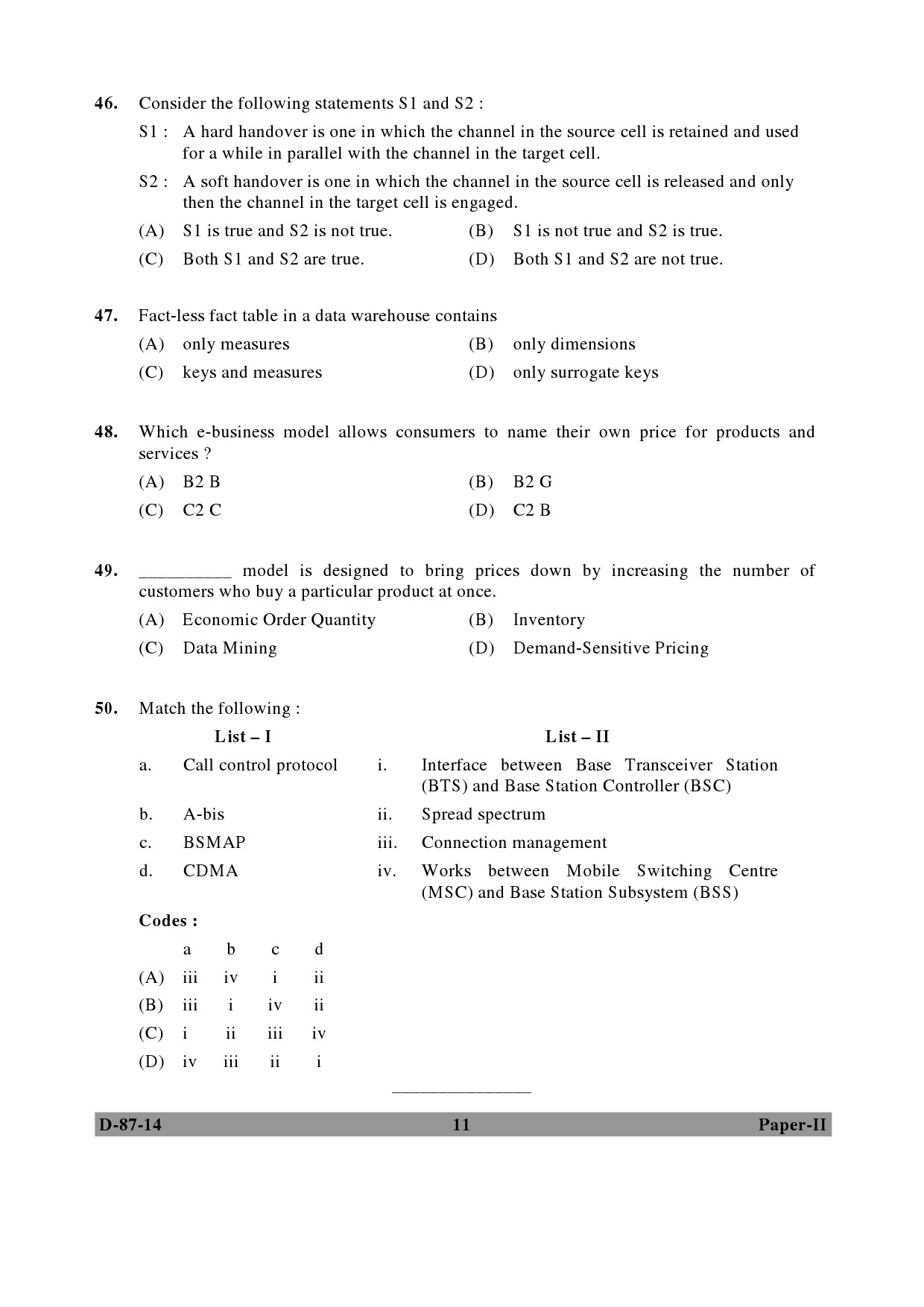 UGC NET Computer Science and Applications Question Paper II December 2014 11