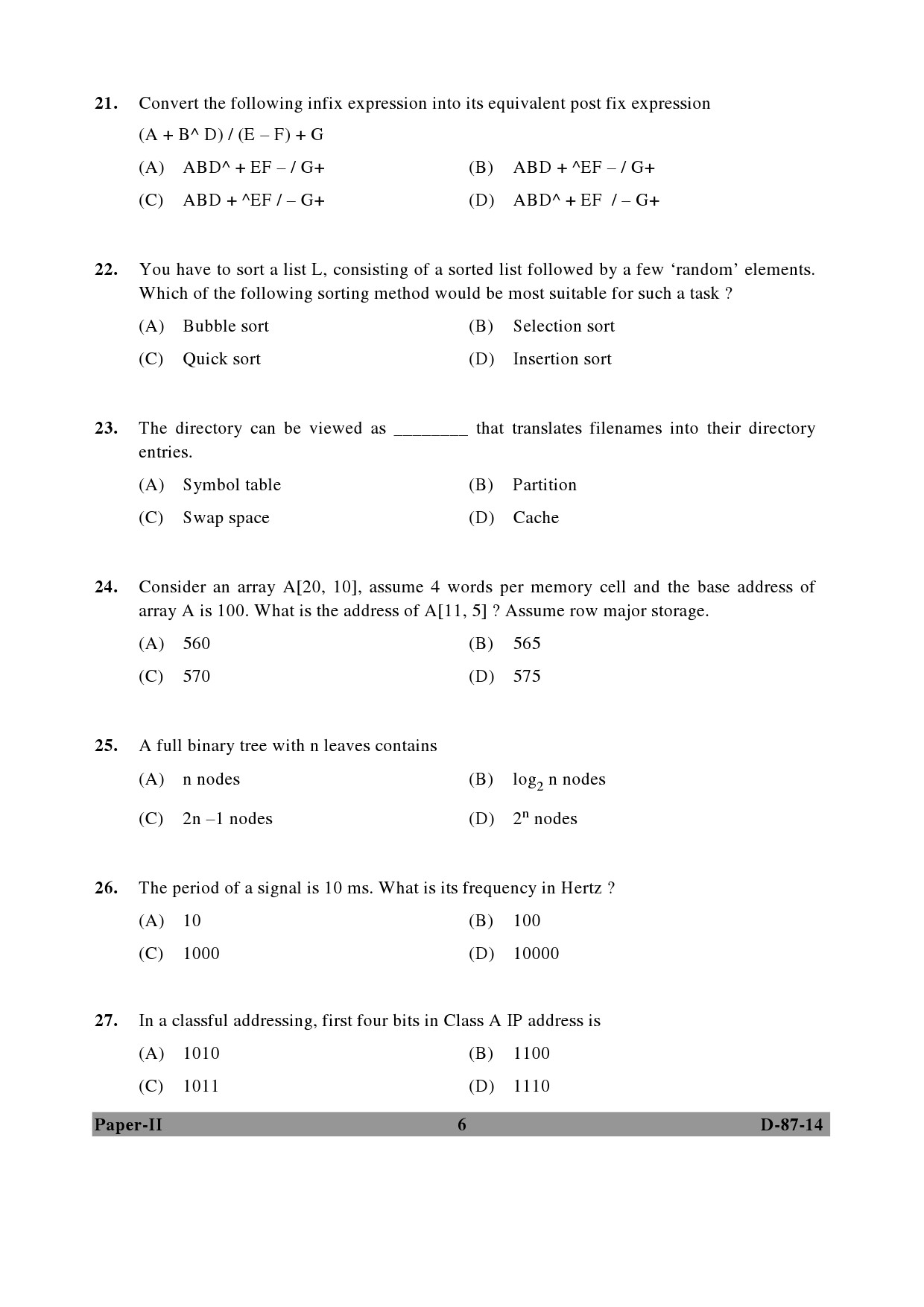 UGC NET Computer Science and Applications Question Paper II December 2014 6