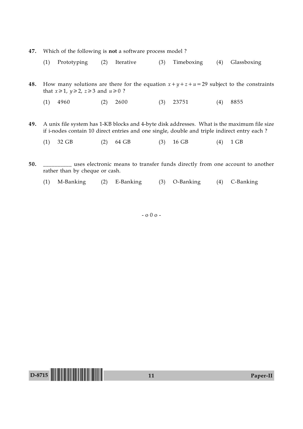 UGC NET Computer Science and Applications Question Paper II December 2015 11