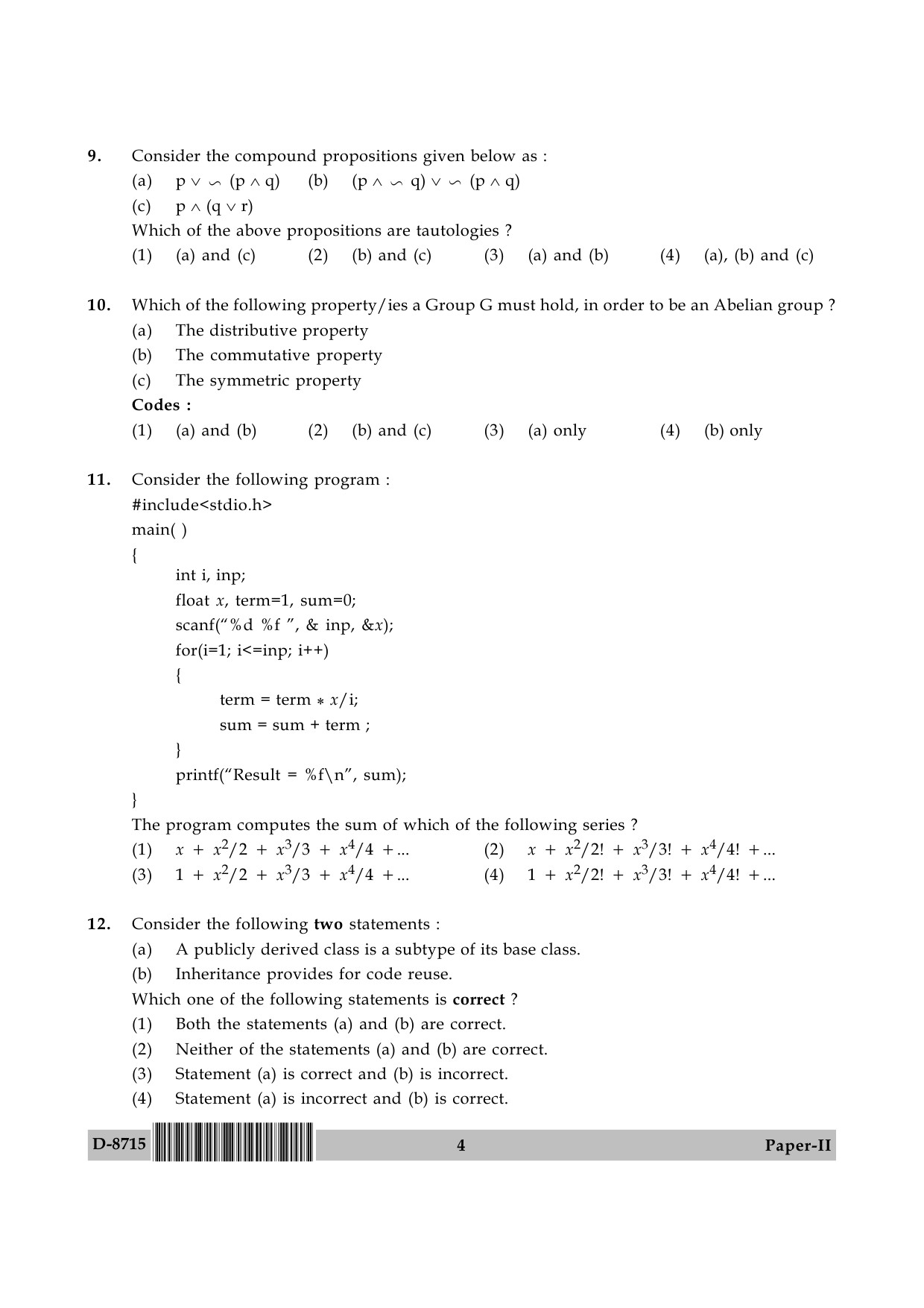 UGC NET Computer Science and Applications Question Paper II December 2015 4