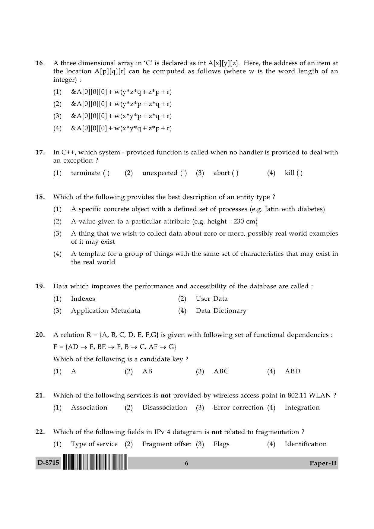 UGC NET Computer Science and Applications Question Paper II December 2015 6