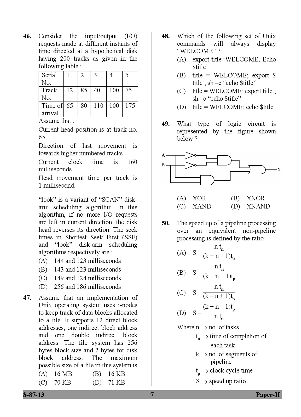 UGC NET Computer Science and Applications Question Paper II Exam September 2013 7