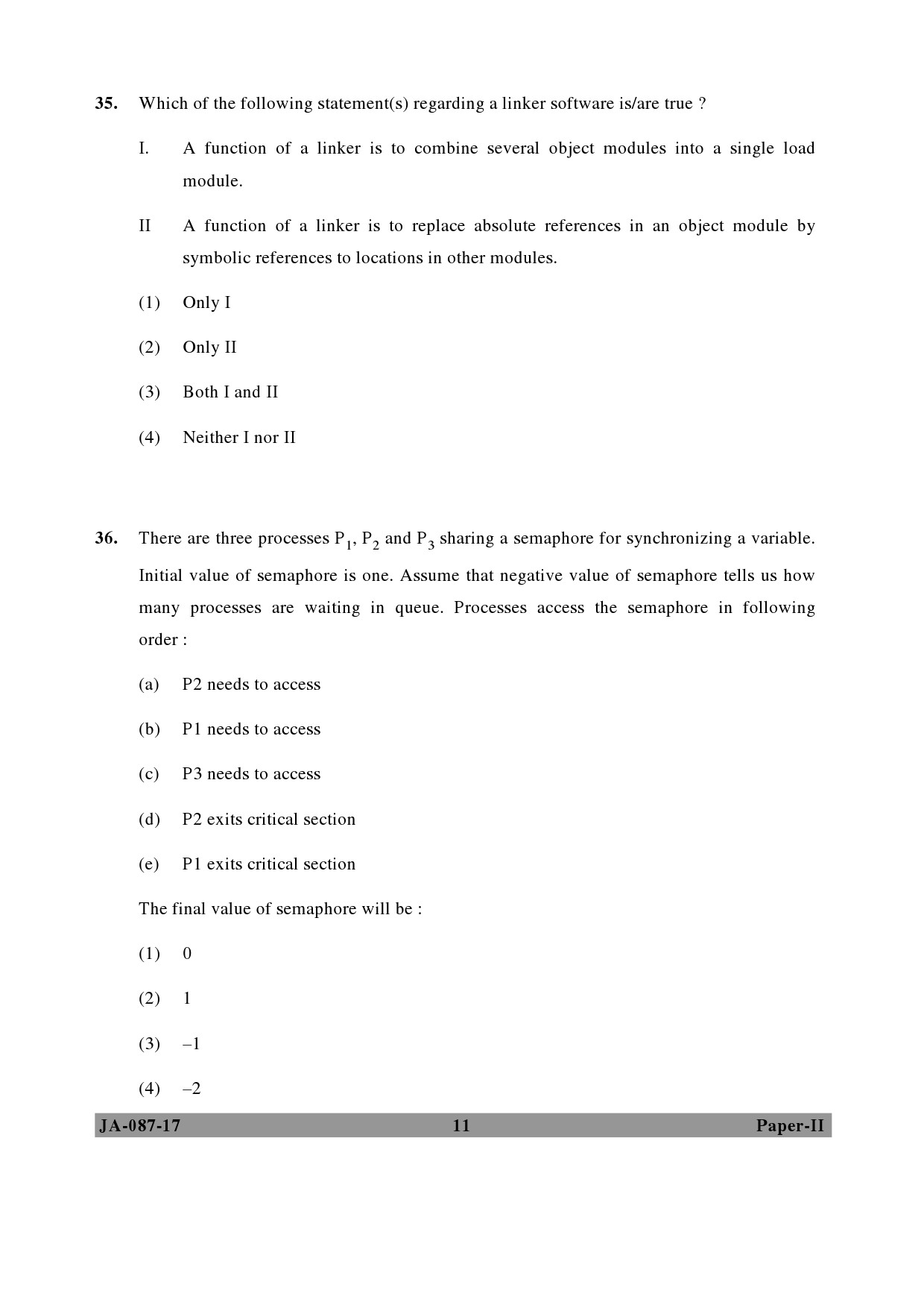 UGC NET Computer Science and Applications Question Paper II January 2017 11