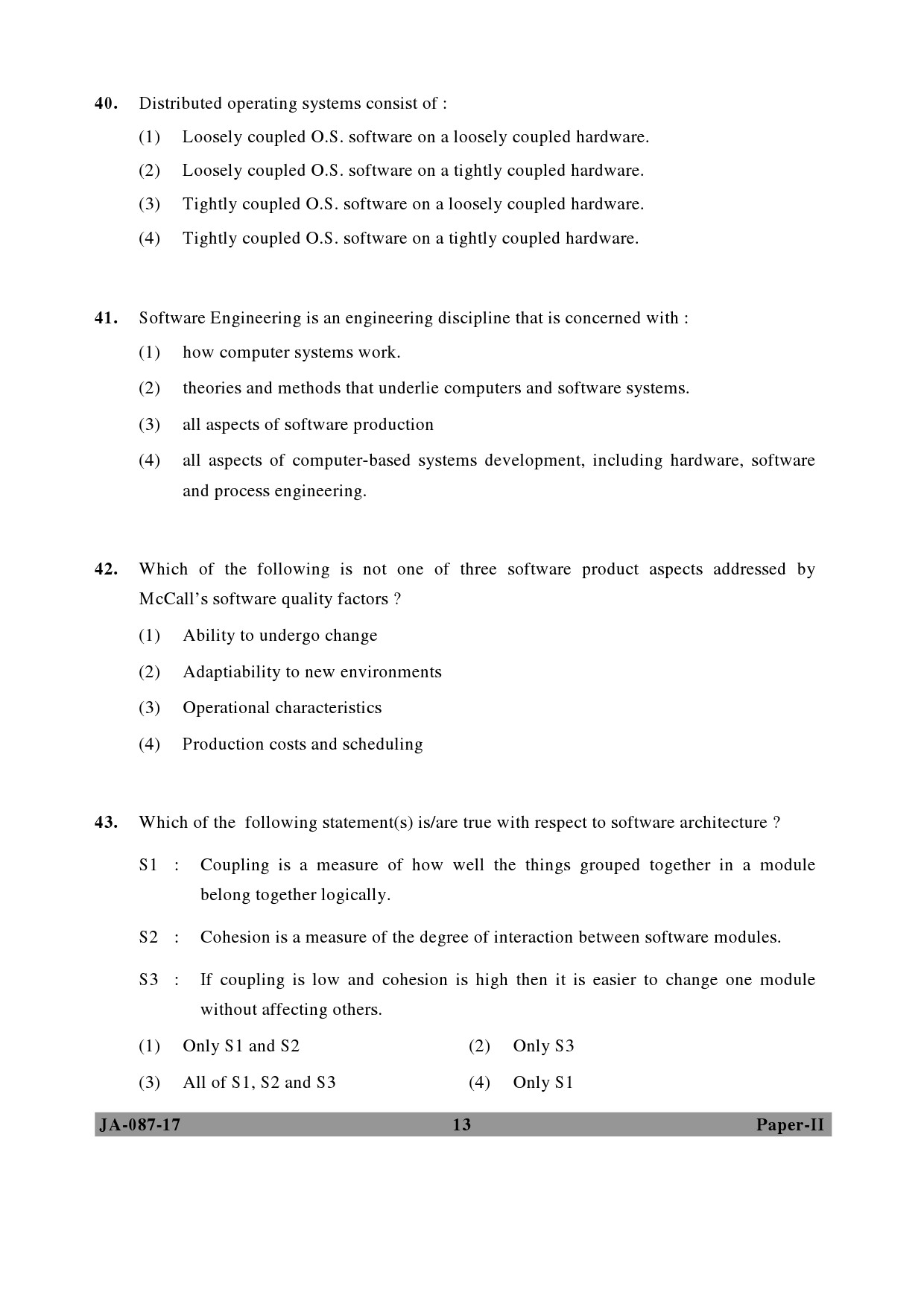 UGC NET Computer Science and Applications Question Paper II January 2017 13