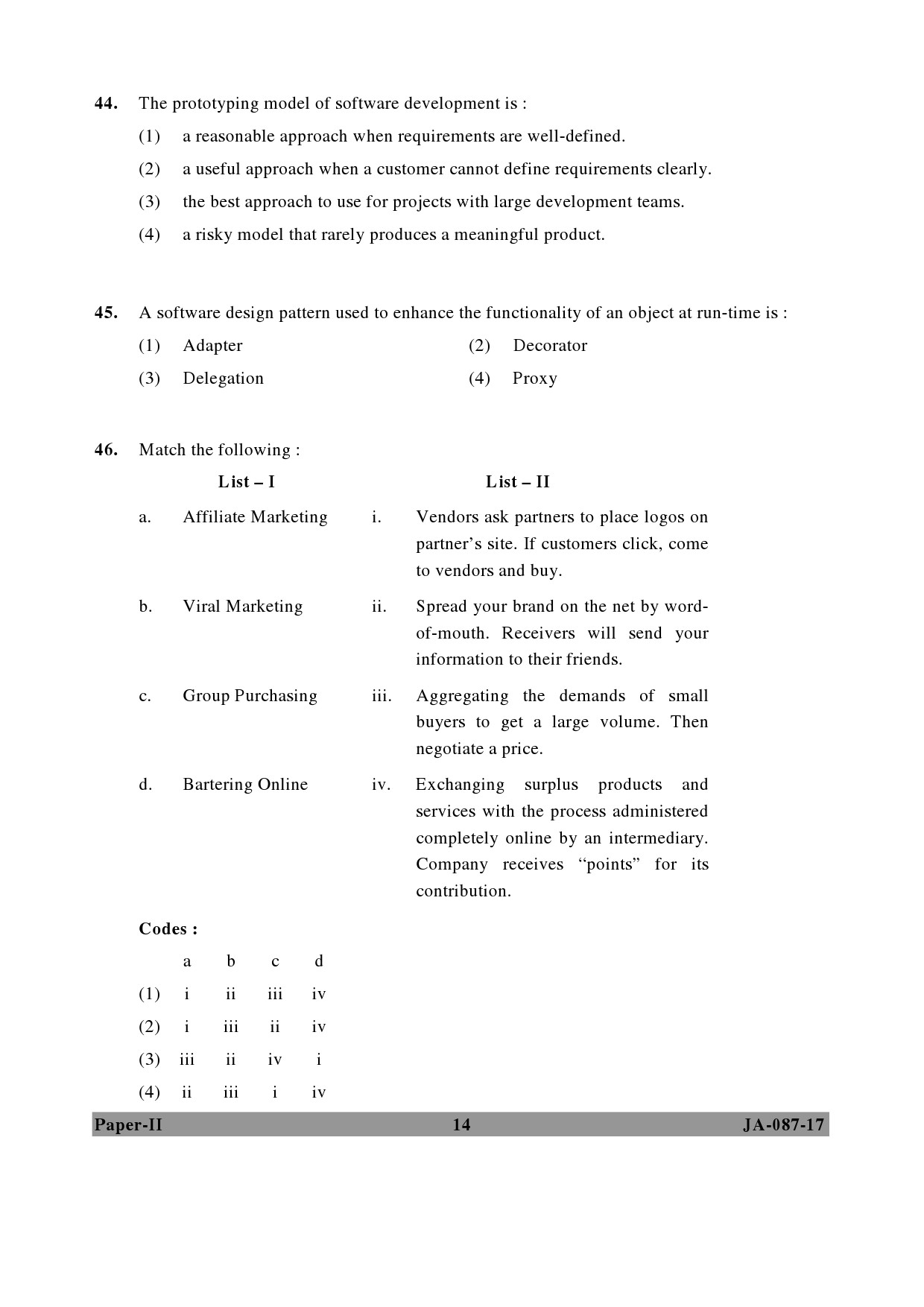 UGC NET Computer Science and Applications Question Paper II January 2017 14