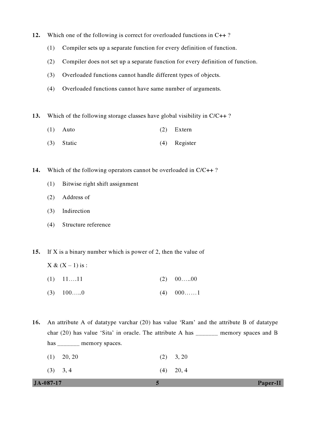 UGC NET Computer Science and Applications Question Paper II January 2017 5