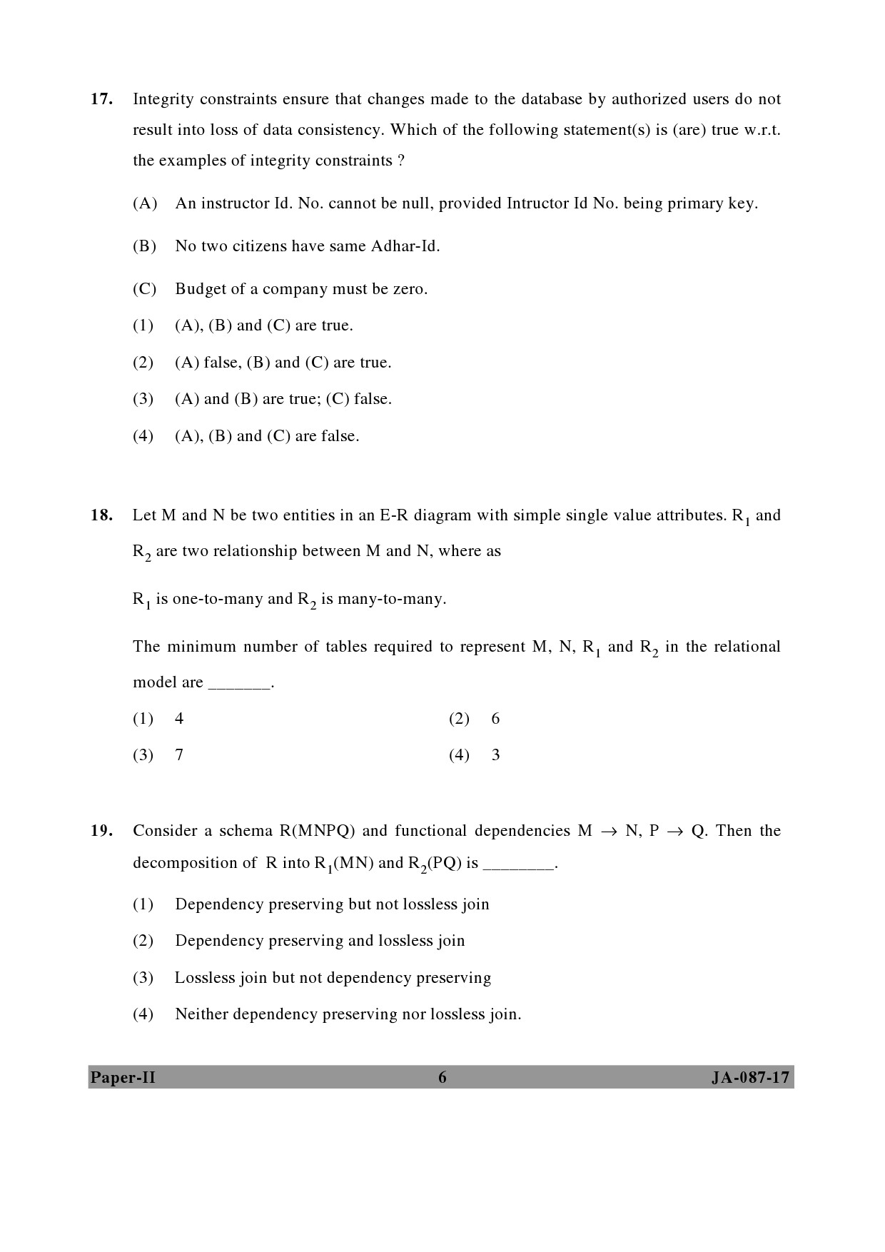 UGC NET Computer Science and Applications Question Paper II January 2017 6