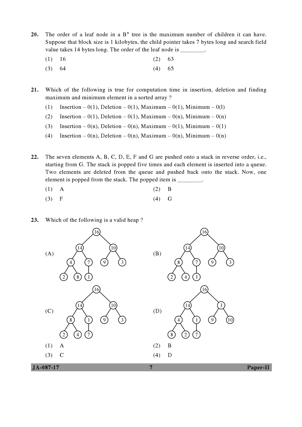 UGC NET Computer Science and Applications Question Paper II January 2017 7