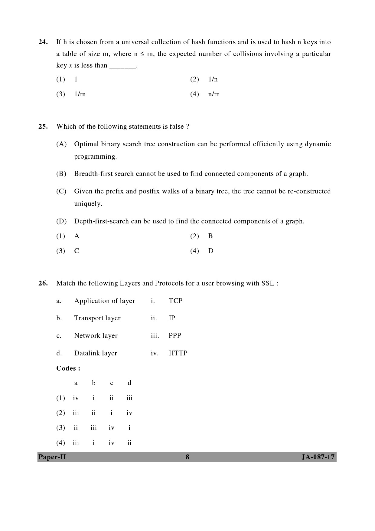 UGC NET Computer Science and Applications Question Paper II January 2017 8