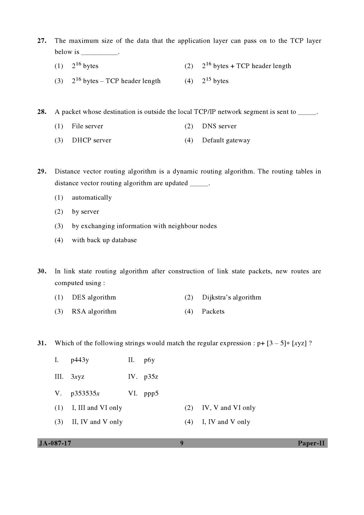 UGC NET Computer Science and Applications Question Paper II January 2017 9